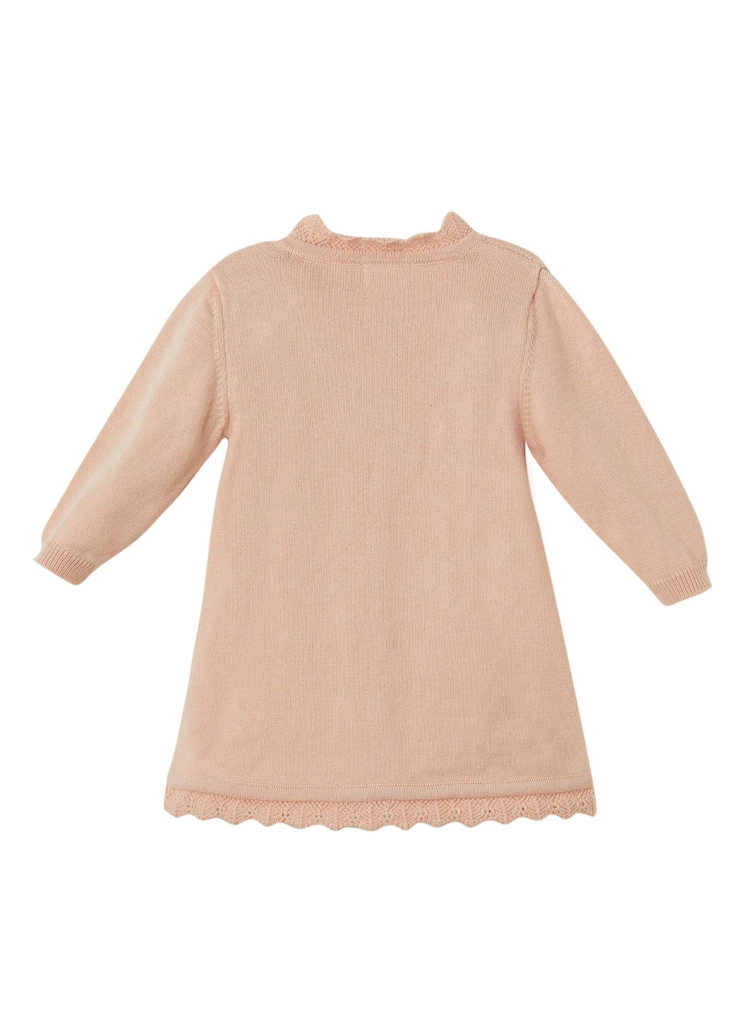 Pembe Organik Pamuk Çiçek Detaylı Elbise