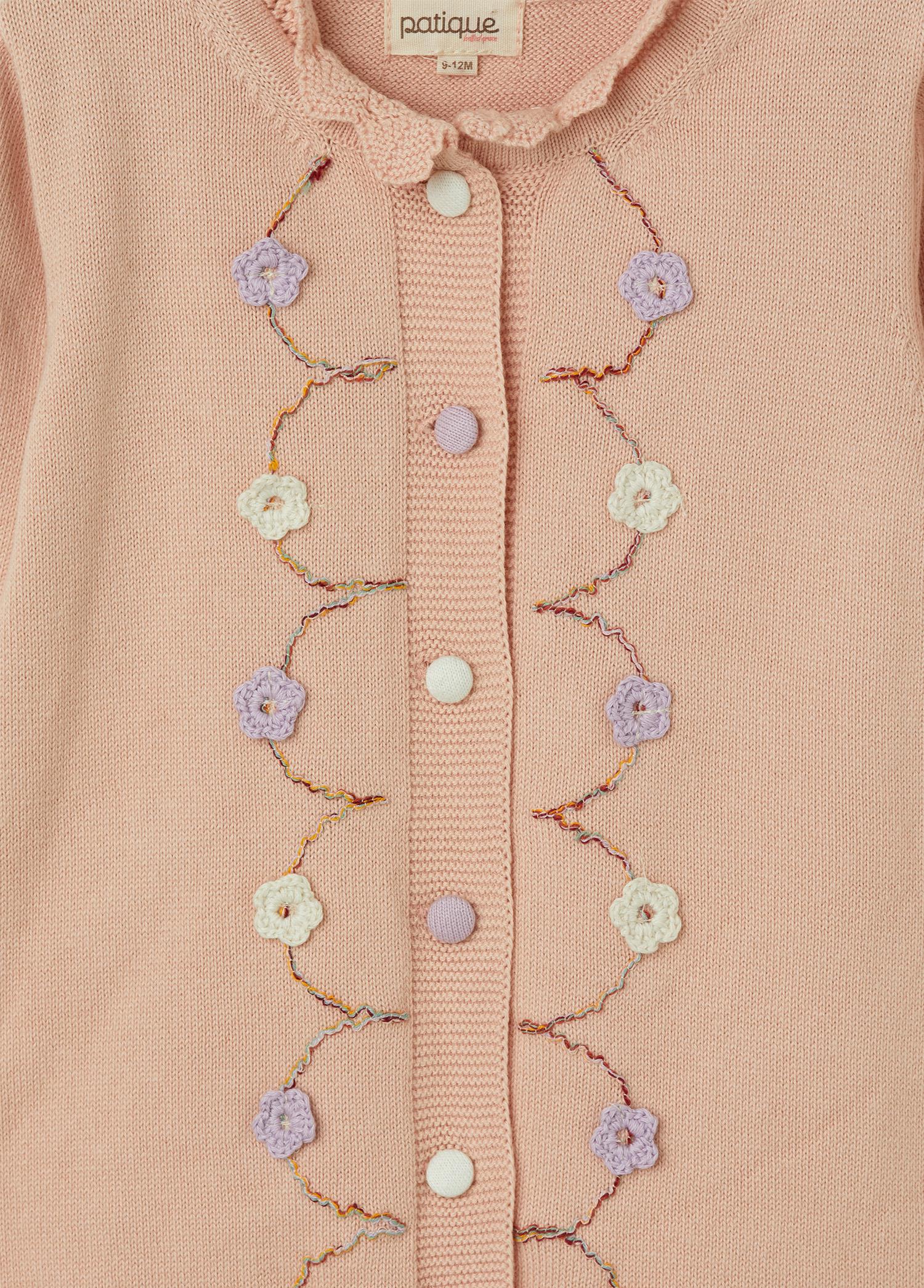 Pembe Organik Pamuk Çiçek Detaylı Elbise