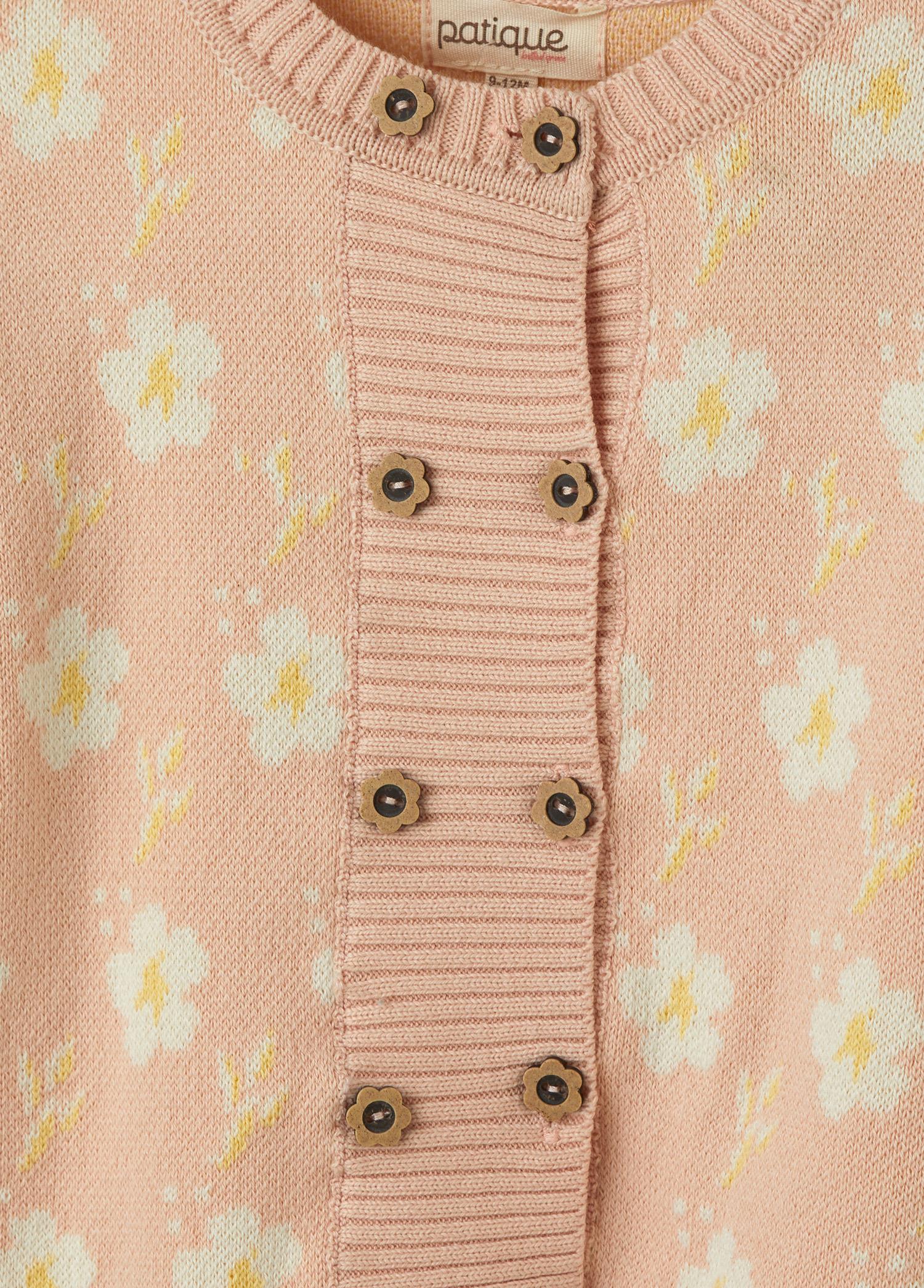 Pembe Organik Pamuk Çiçek Düğmeli 2'li Takım