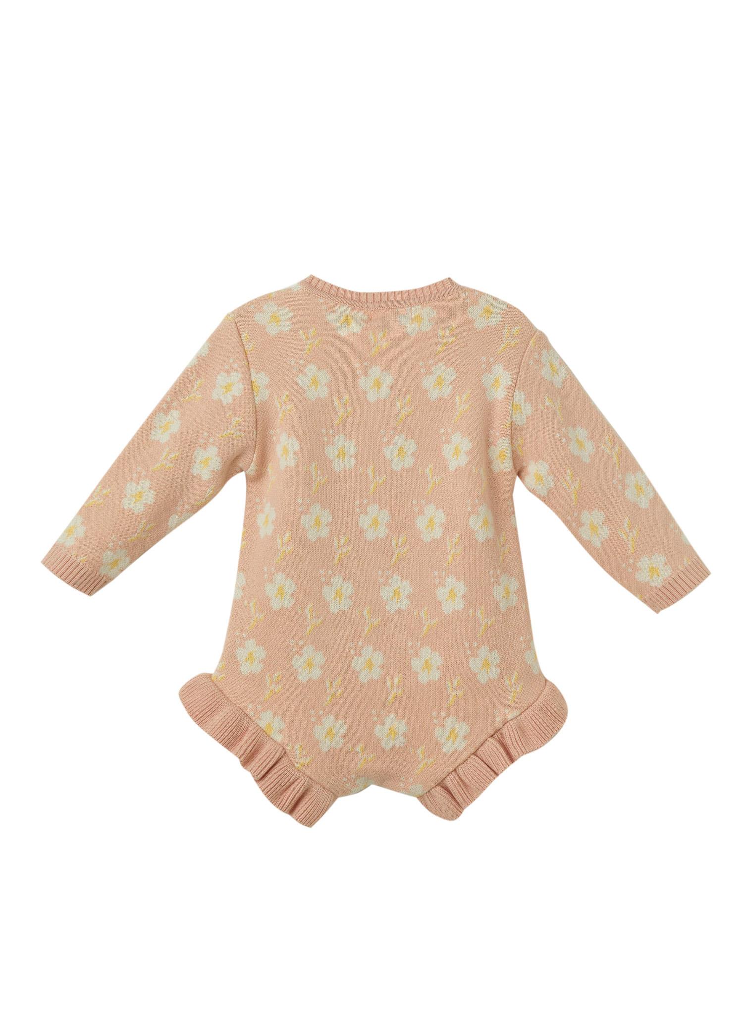 Pembe Organik Pamuk Çiçekli Tulum Set