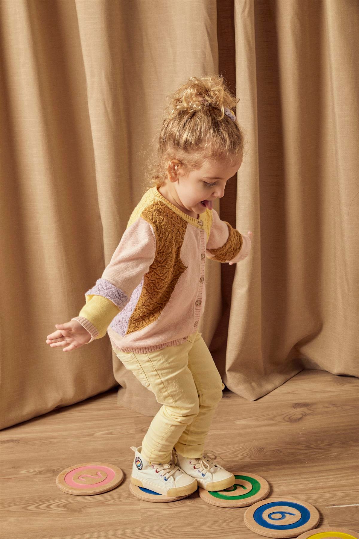 Pembe Organik Pamuk Patchwork Hırka