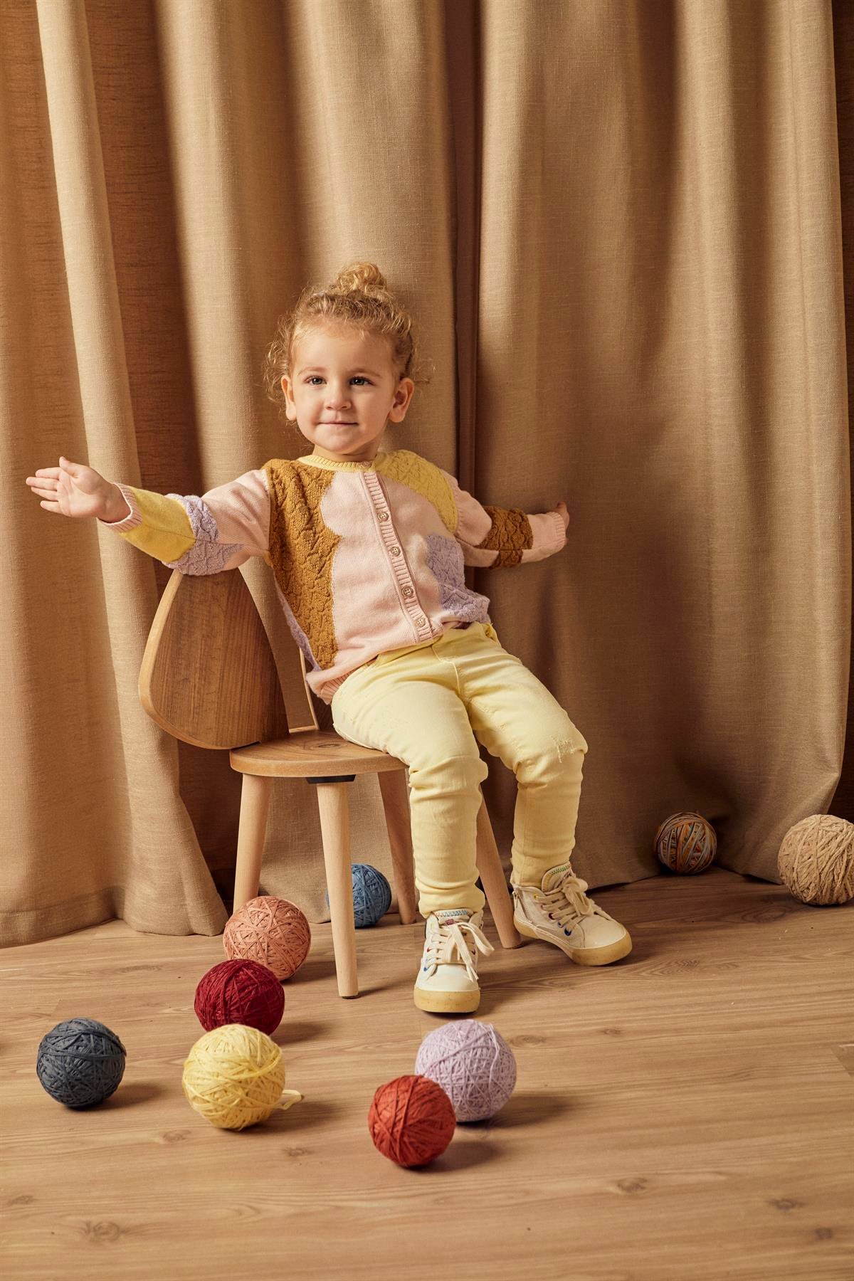 Pembe Organik Pamuk Patchwork Hırka