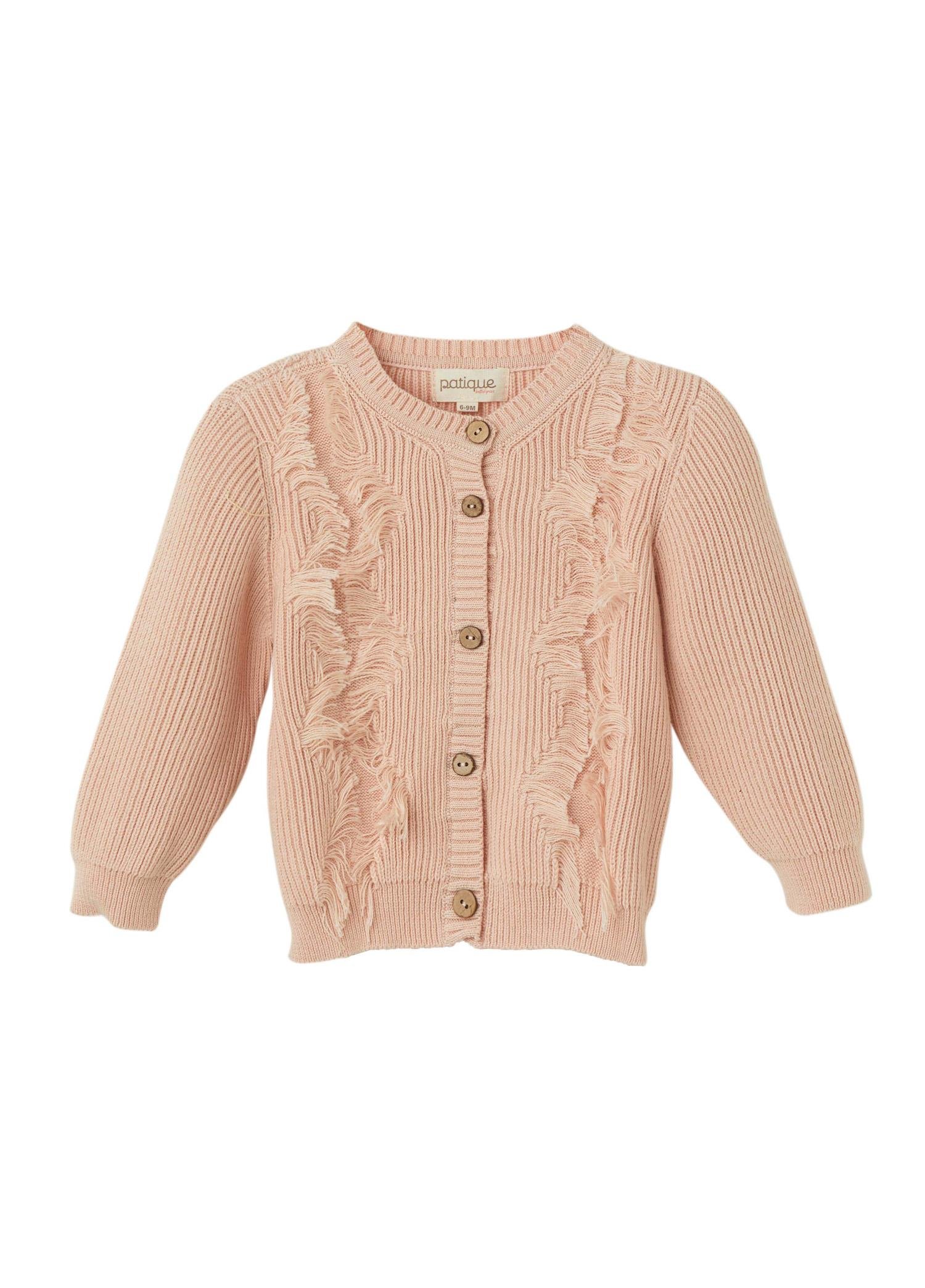 Pembe Organik Pamuk Püsküllü Hırka