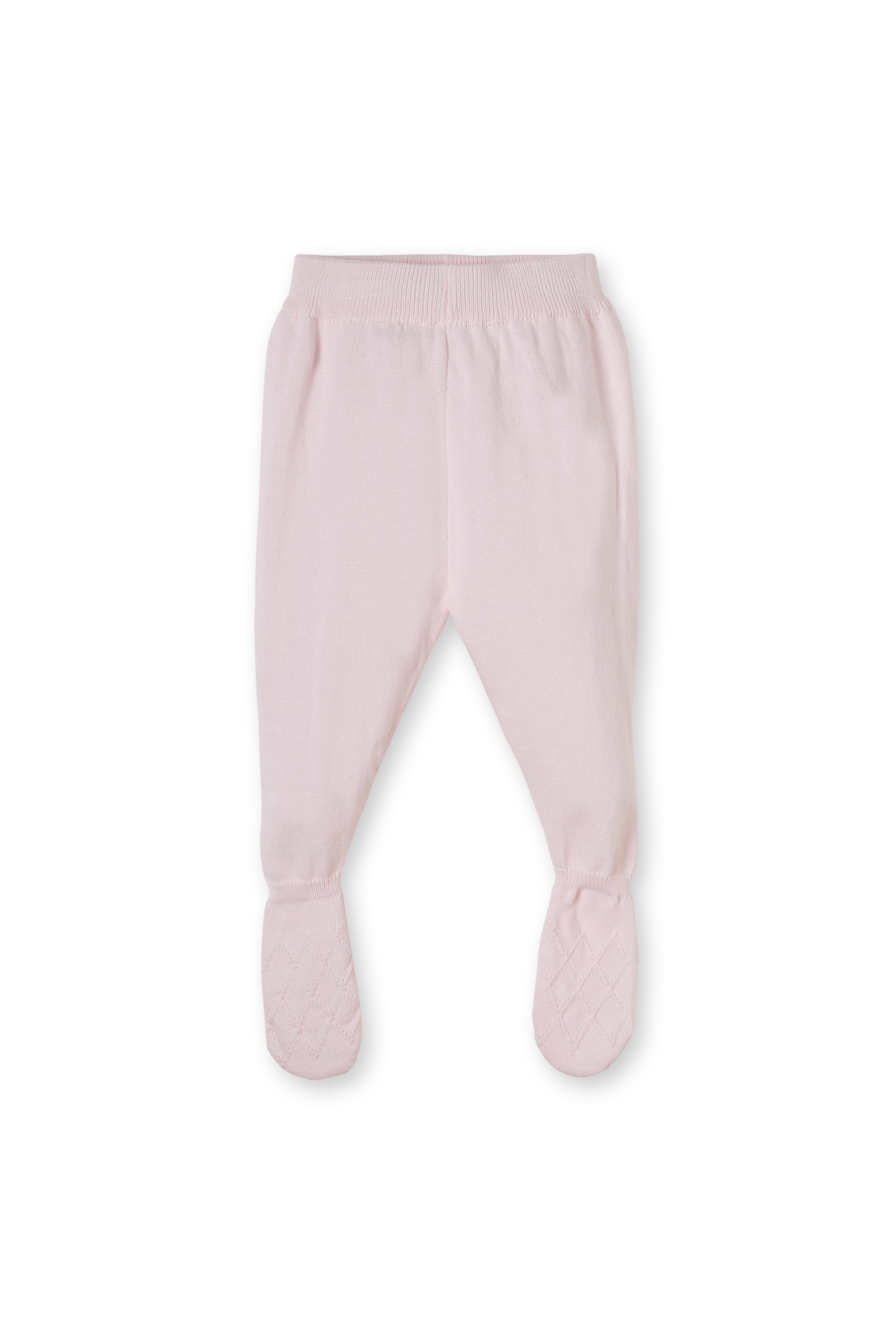 Pembe Organik Pamuklu Baklava Desenli Üçlü Triko Kız Çocuk Takım