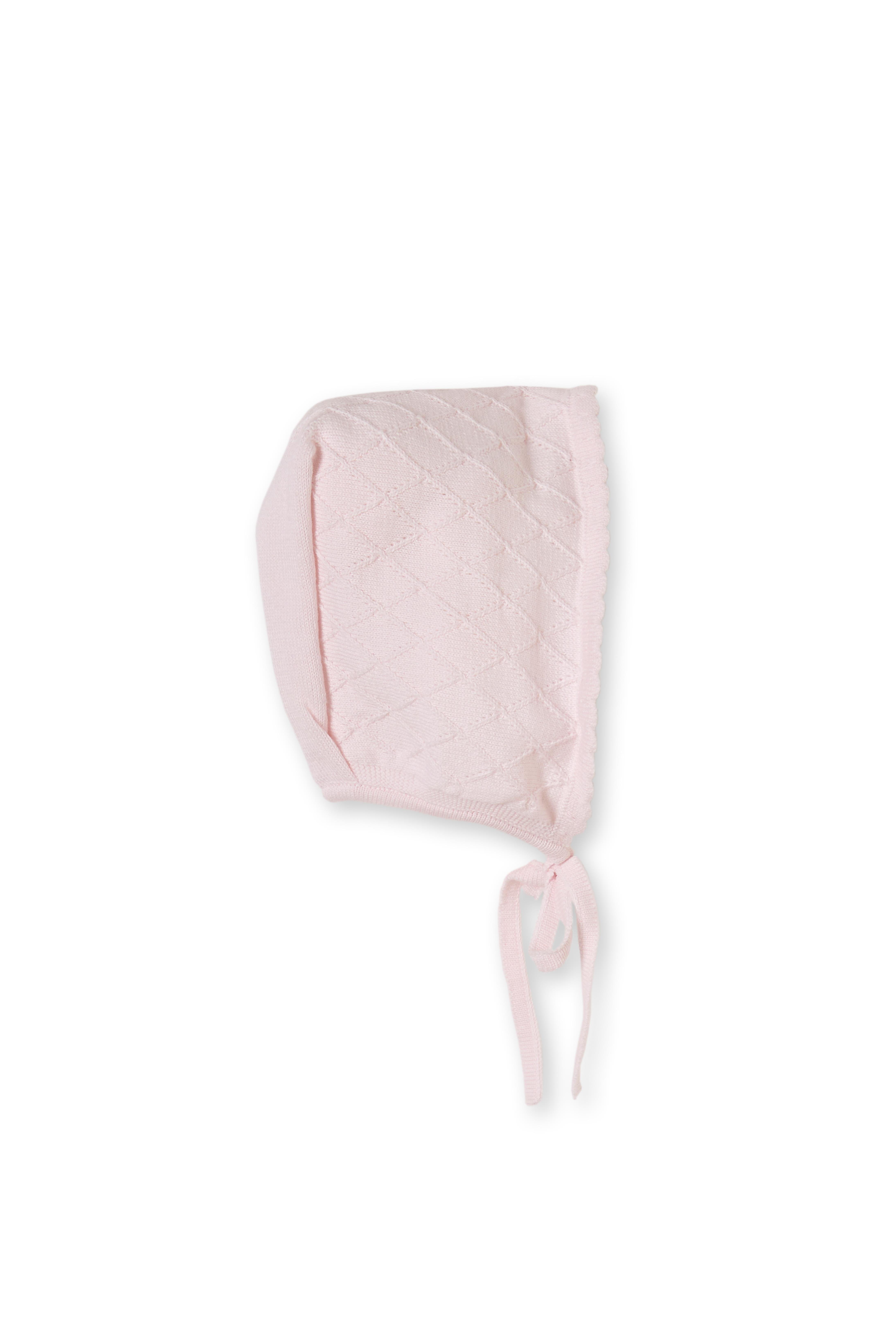 Pembe Organik Pamuklu Baklava Desenli Üçlü Triko Kız Çocuk Takım