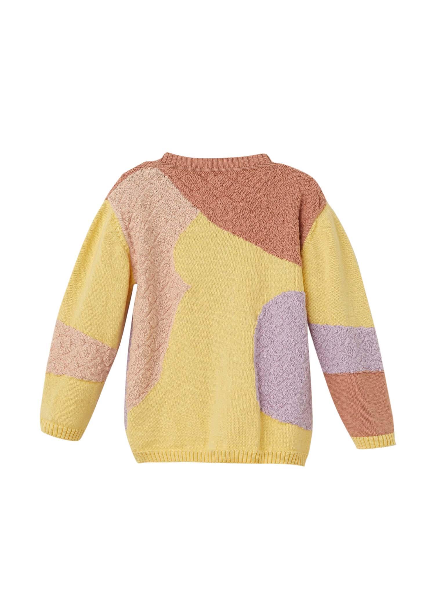 Sarı Organik Pamuk Patchwork Hırka