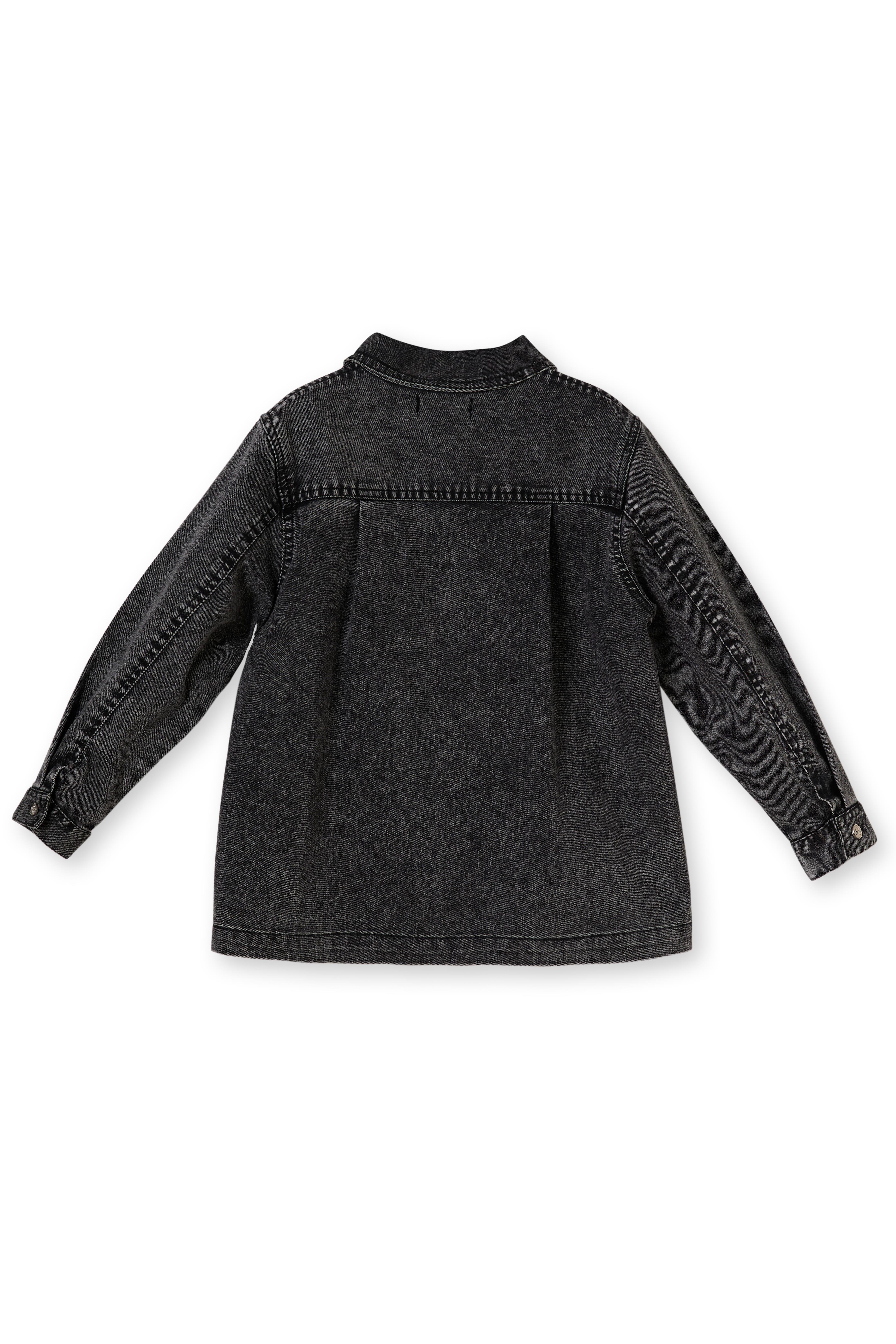 Siyah Denim Cepli Gömlek Yaka Pamuklu Kız Çocuk Ceket