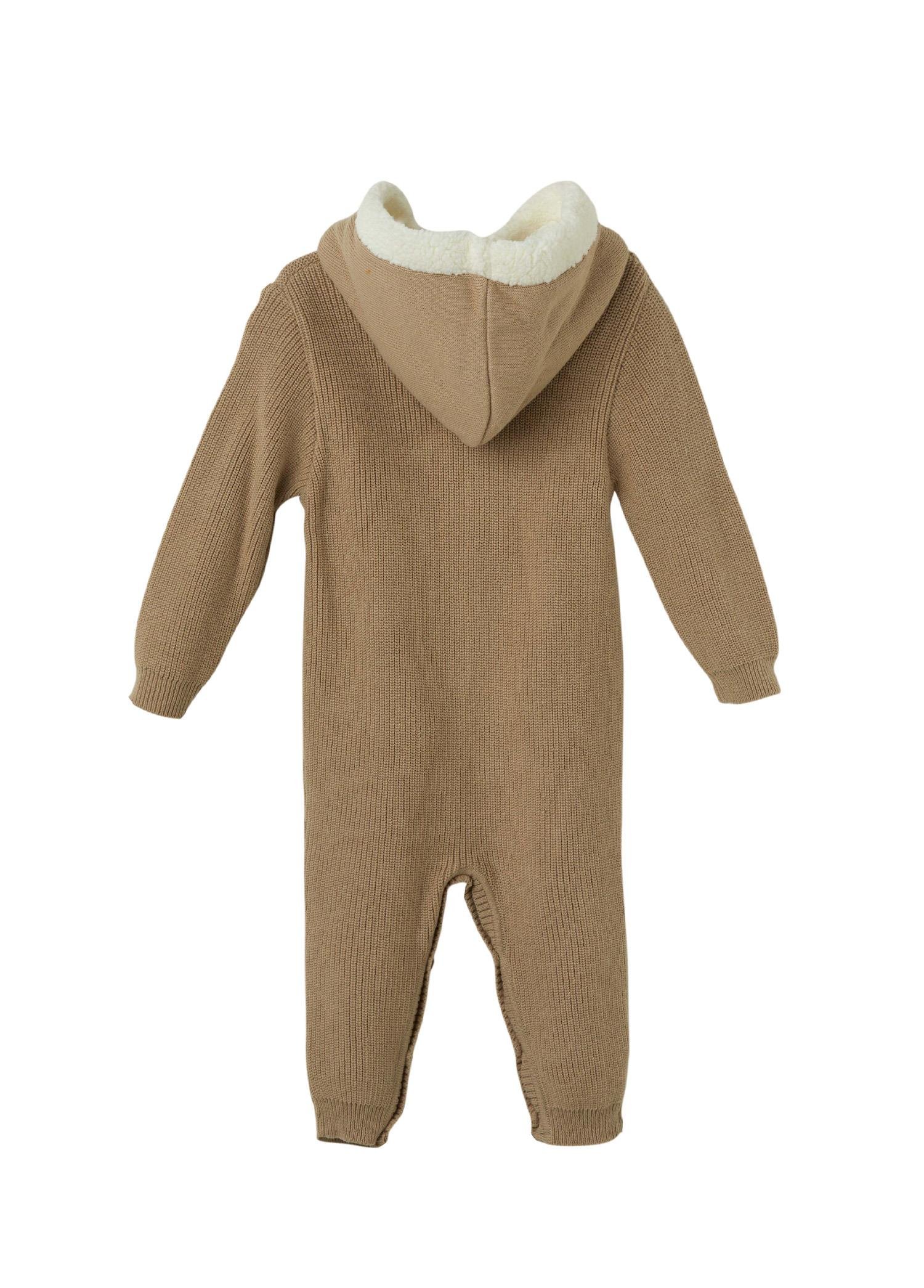 Sütlü Kahve Organik Pamuk Kanguru Cepli Tulum