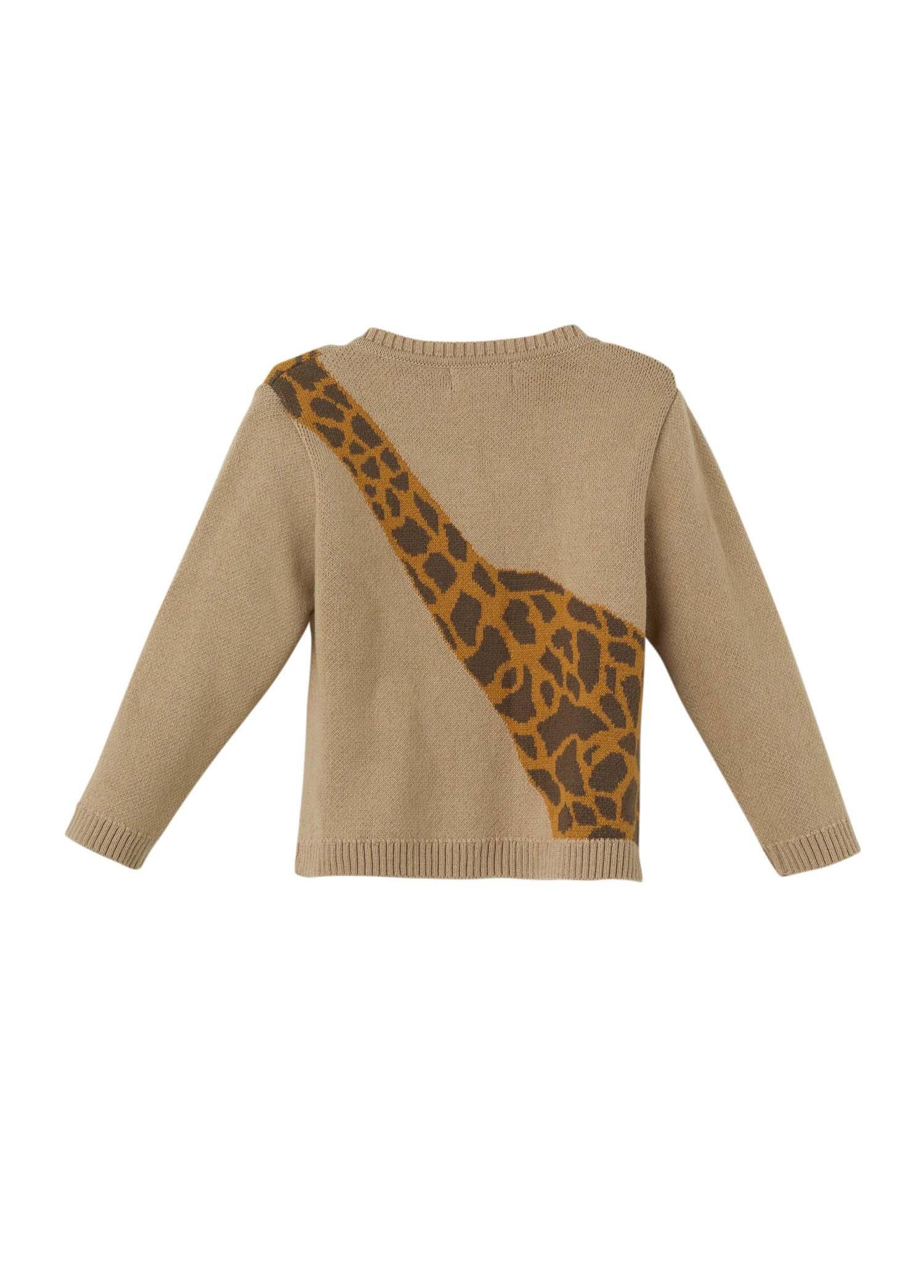 Sütlü Kahve Organik Pamuk Zürafa Desenli Hırka