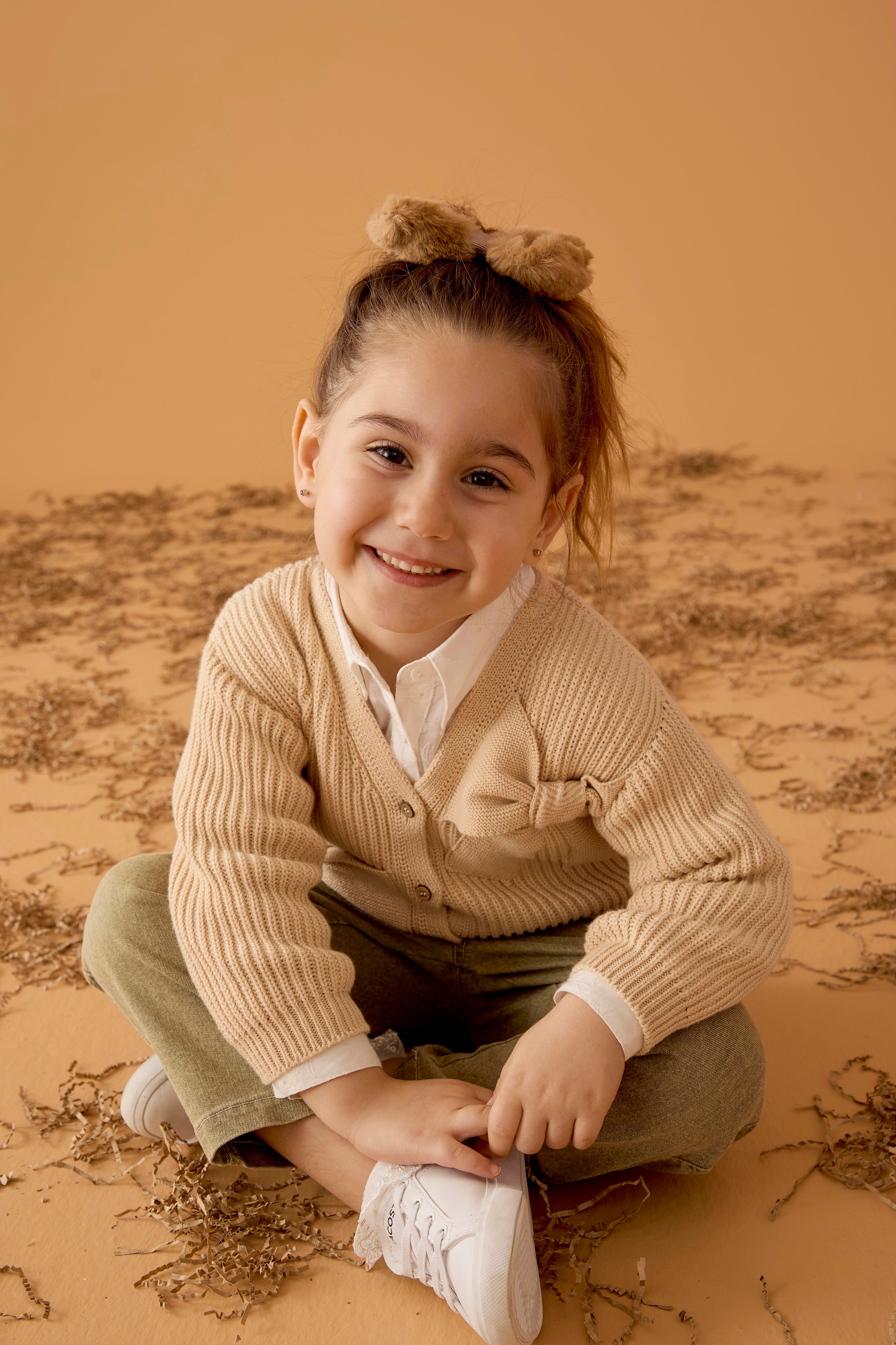 Yeşil Denim Cepli Beli Lastikli Pamuklu Kız Çocuk Pantolon