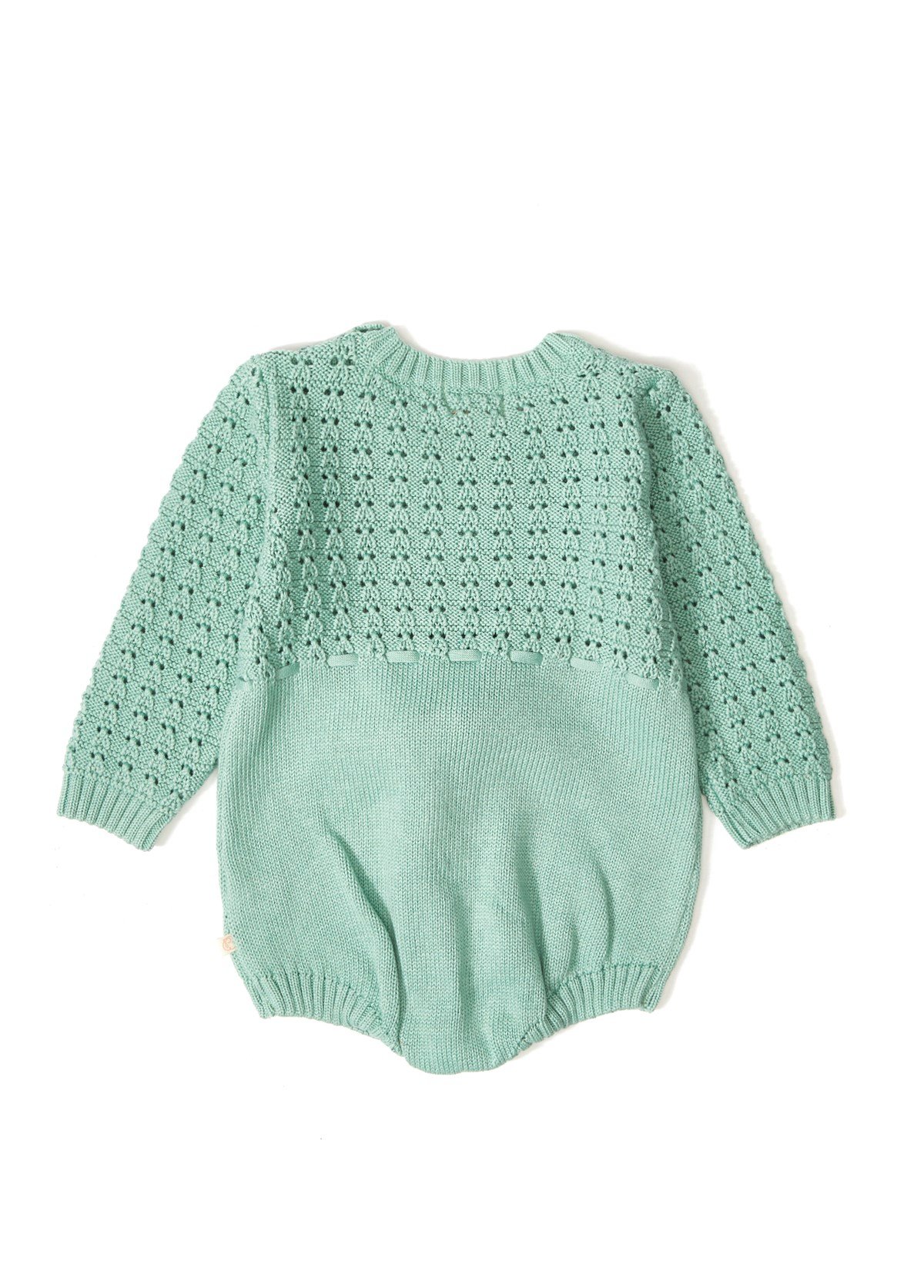 Green Organic Cotton Salopet Romper with Pompom for Baby Girl 