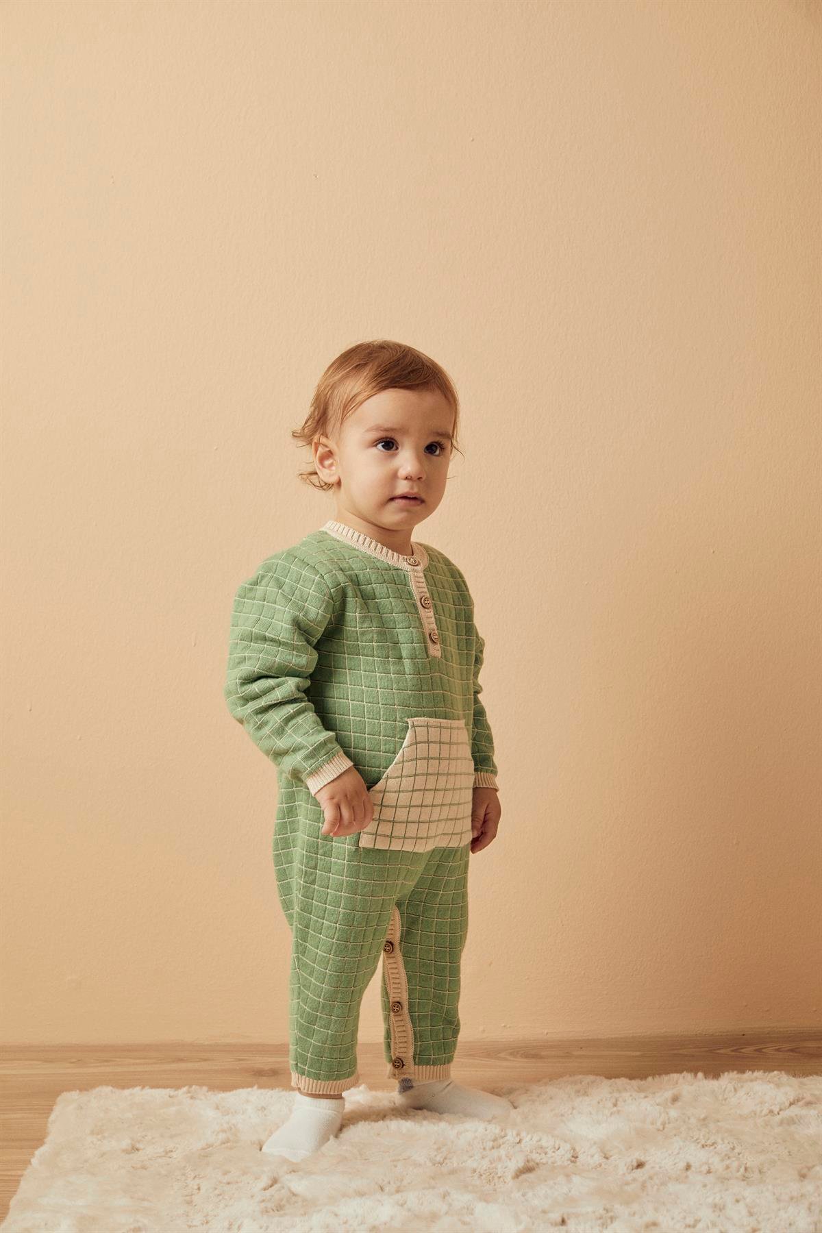 Yeşil Organik Pamuk Bebek Tulum