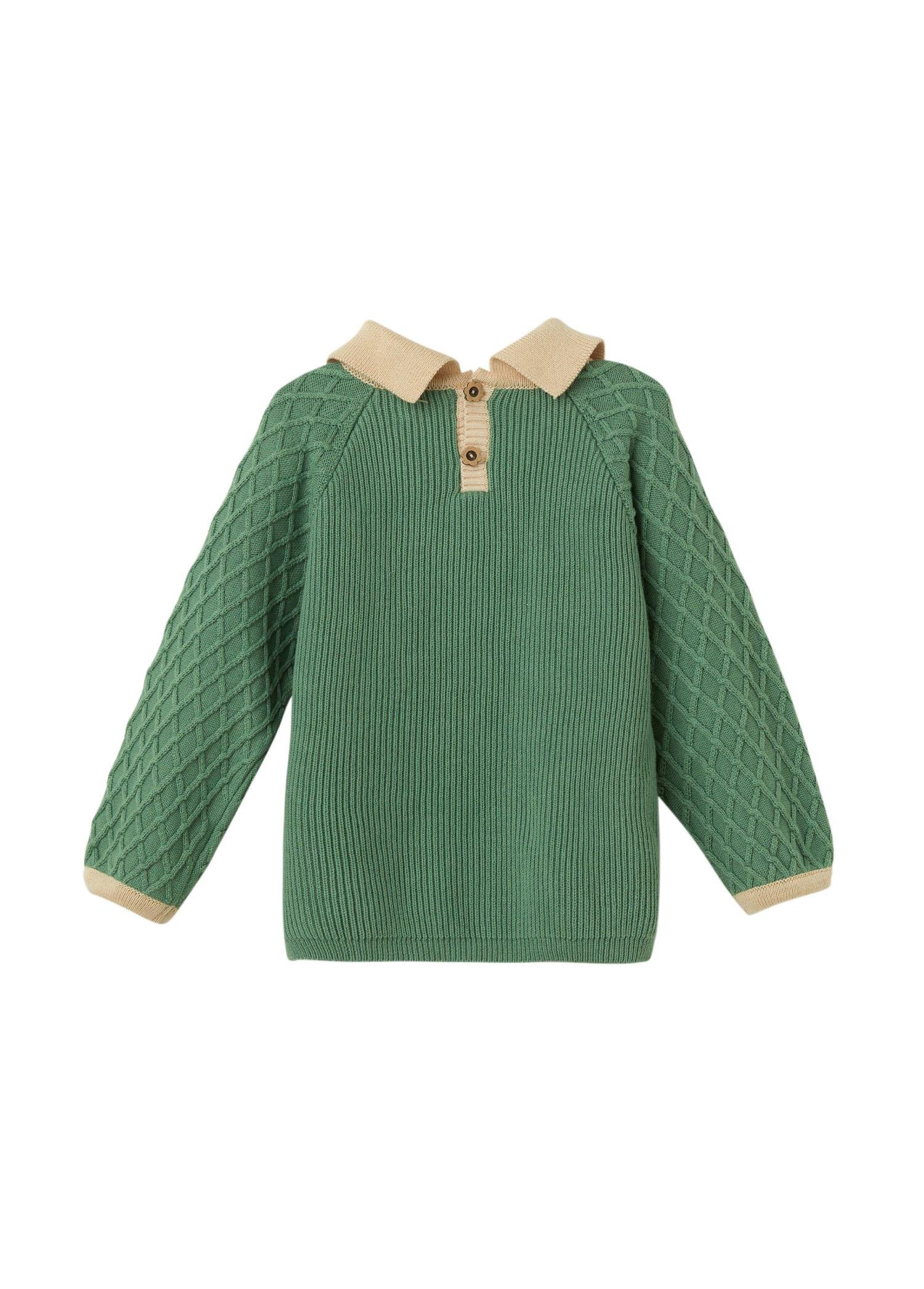 Yeşil Organik Pamuk Fırfırlı Çocuk Kazak