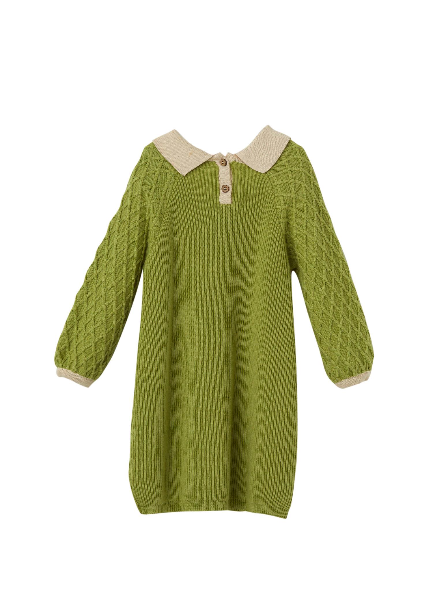 Yeşil Organik Pamuk Fırfırlı Elbise