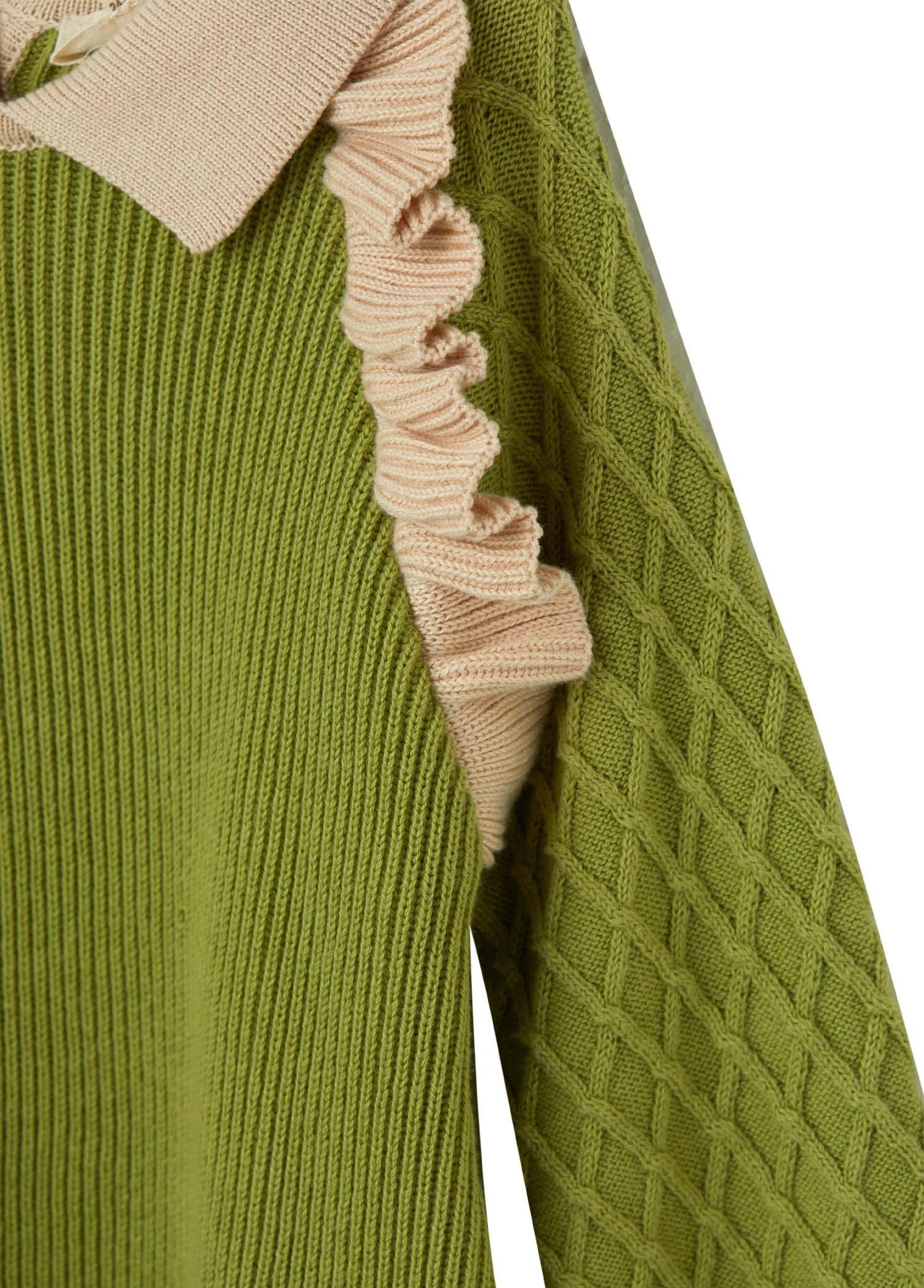 Yeşil Organik Pamuk Fırfırlı Elbise