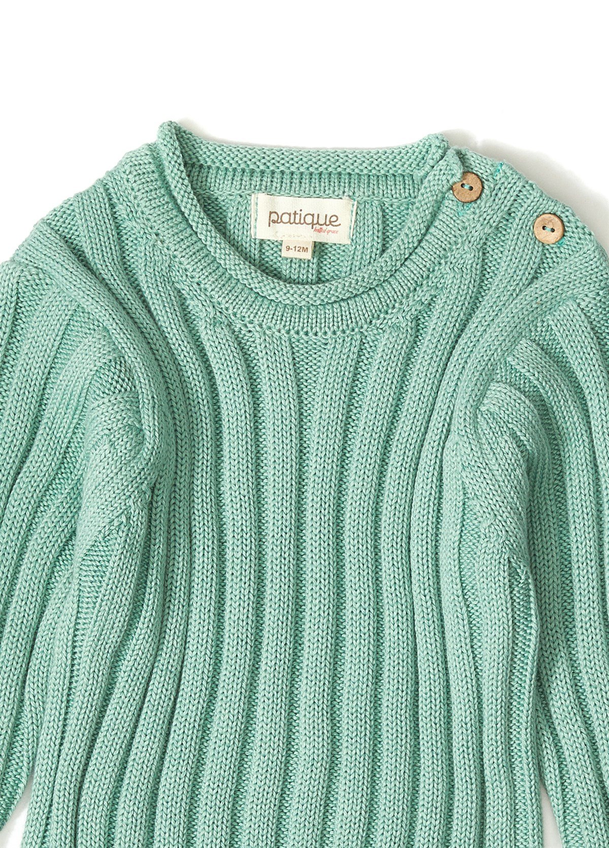 Yeşil Organik Pamuk Fitilli Bebek Kazak