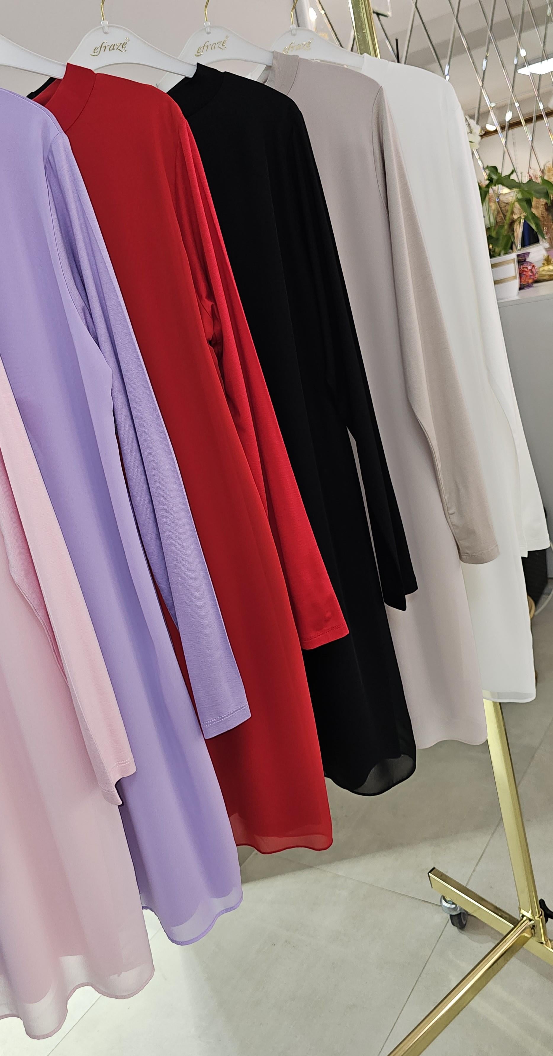 1. Kalite İpek Penye Şifon Detaylı Tunik - ADET