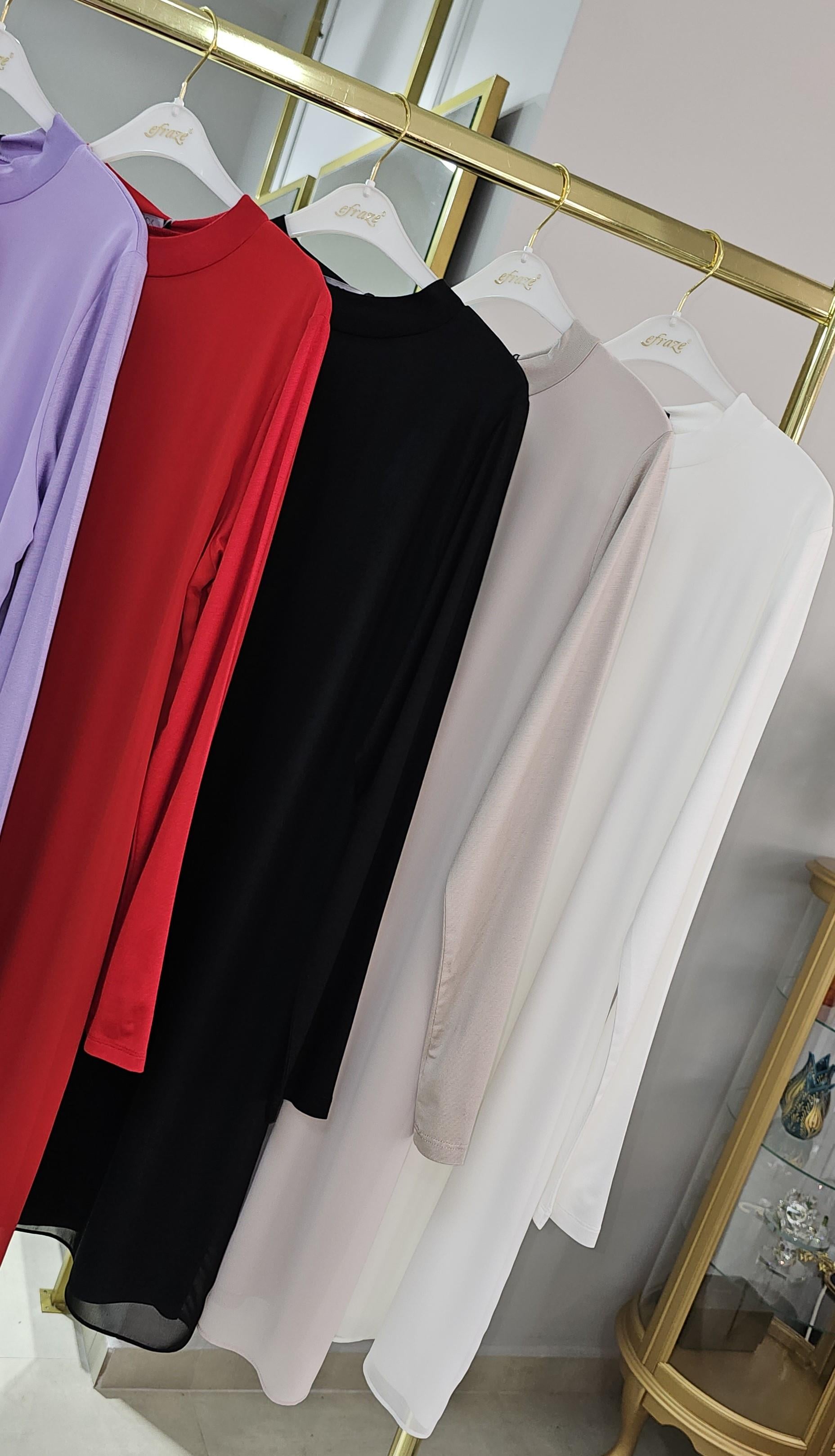 1. Kalite İpek Penye Şifon Detaylı Tunik - ADET