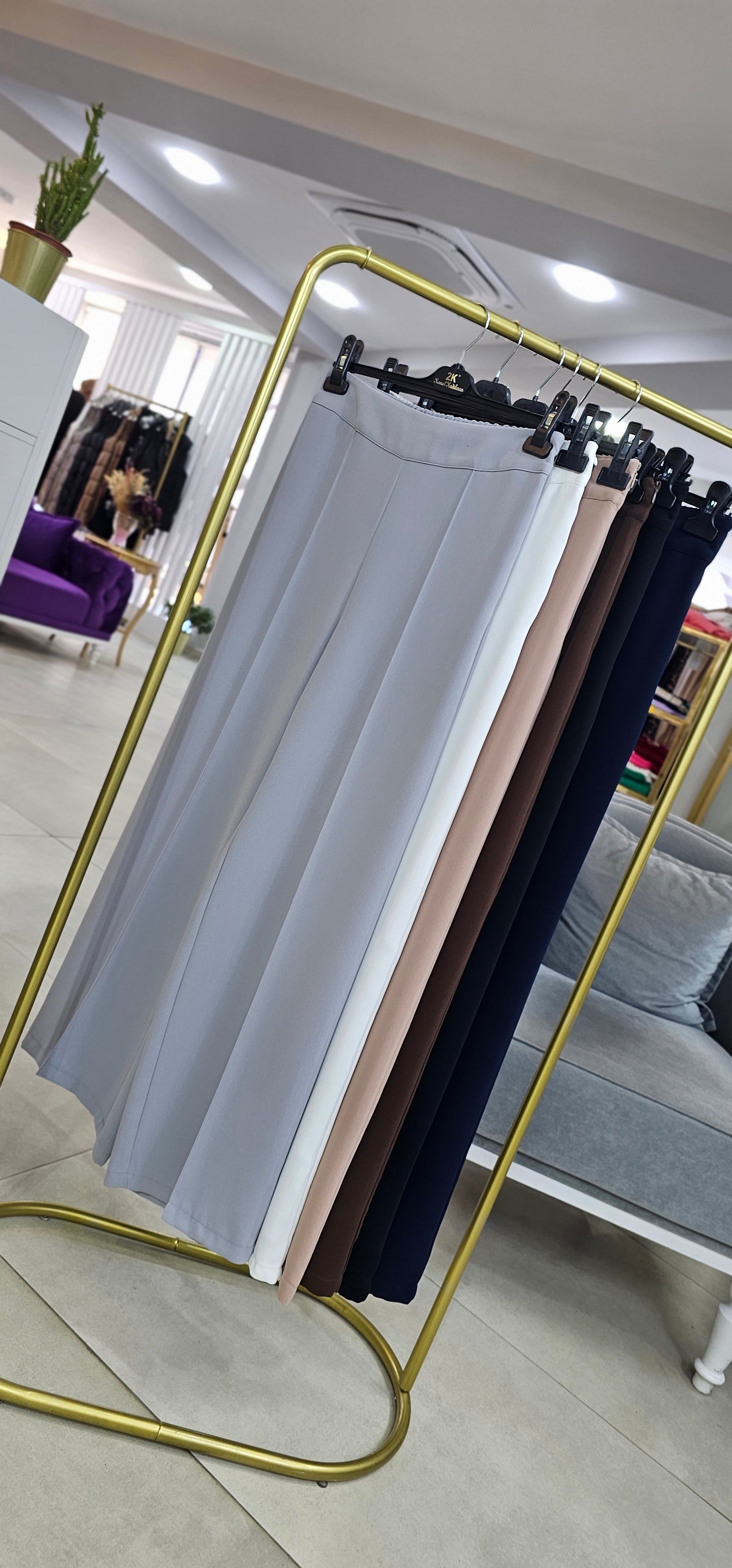 2K Akışkan Krep Beli Lastikli Nervürlü Bol Paça Pantolon - Adet
