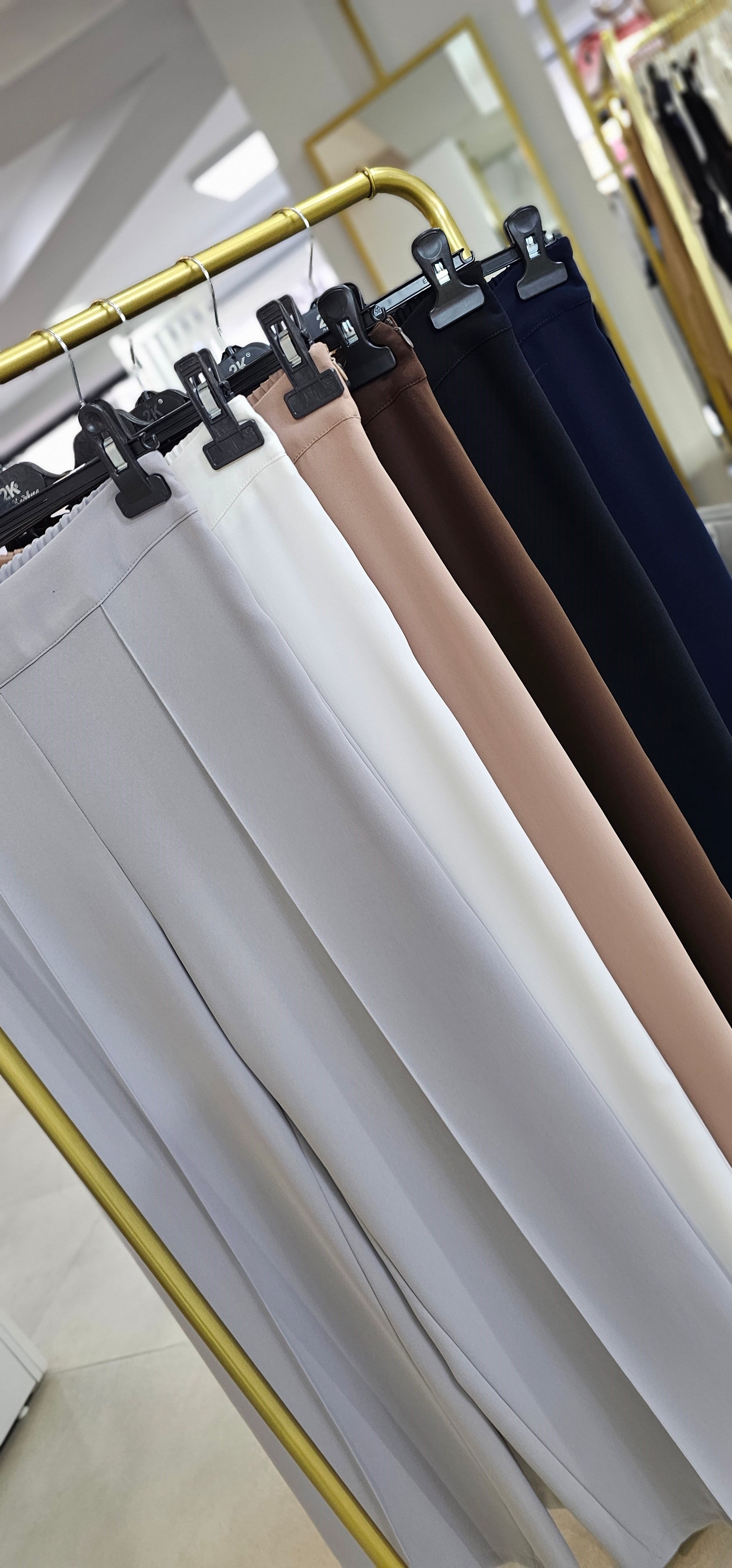 2K Akışkan Krep Beli Lastikli Nervürlü Bol Paça Pantolon - Adet