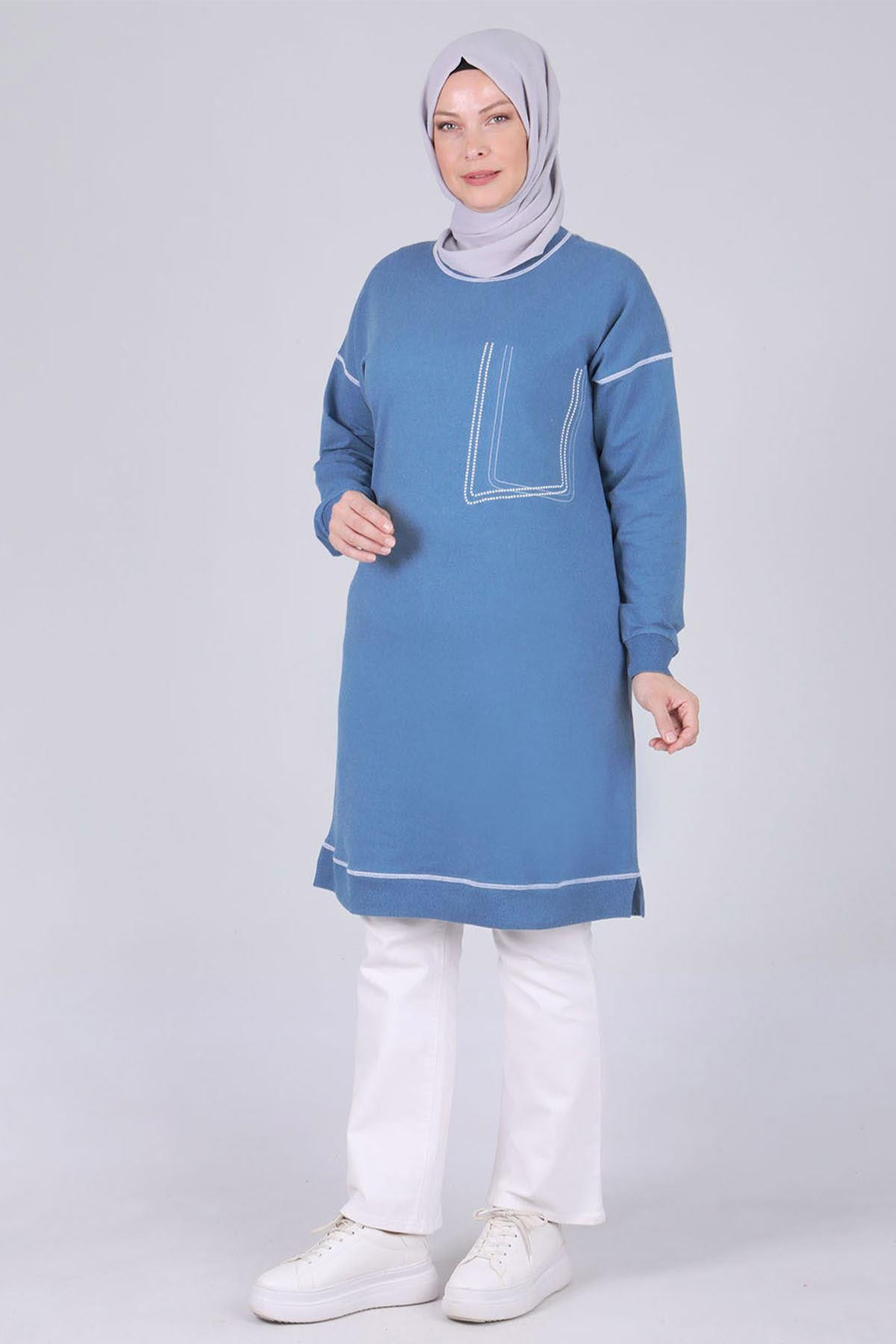 Basic İki İplik Tunik - Duman Mavi