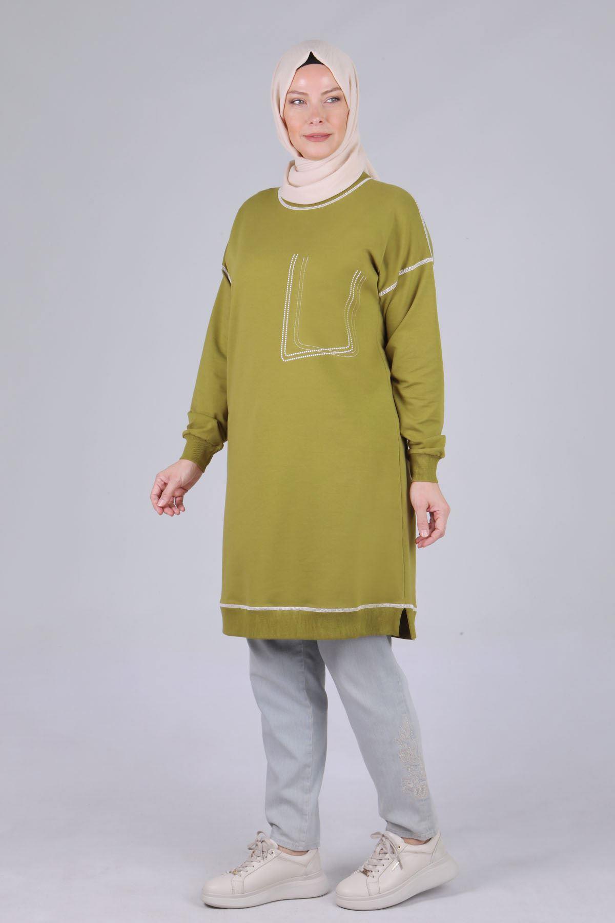 Basic İki İplik Tunik - Olive