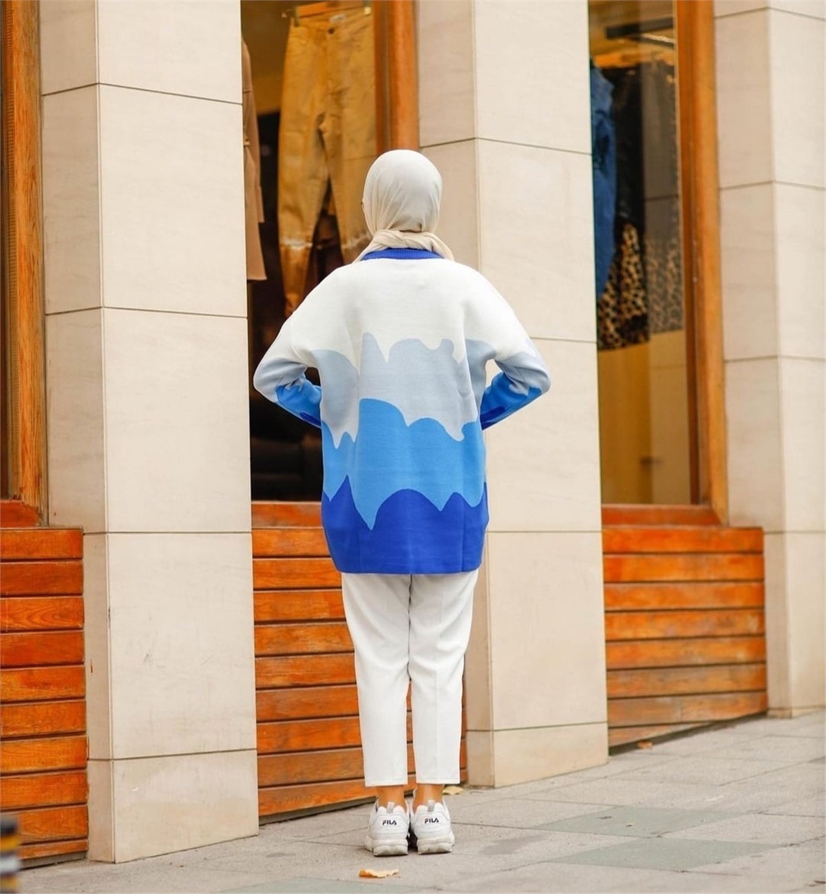 Bulut Desen Soft Triko Tunik - Mavi