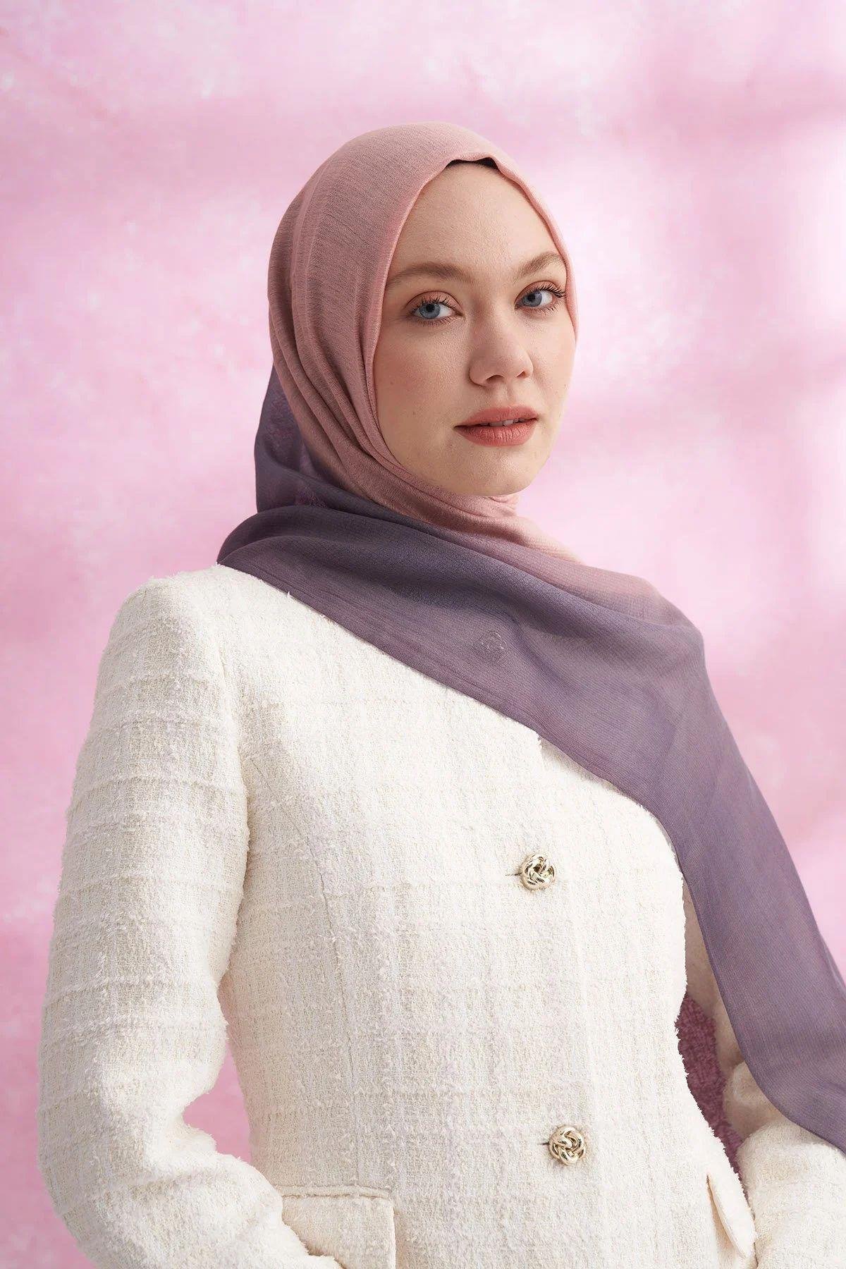 İPEKLİ DEGRADE ŞAL - FÜME - PUDRA