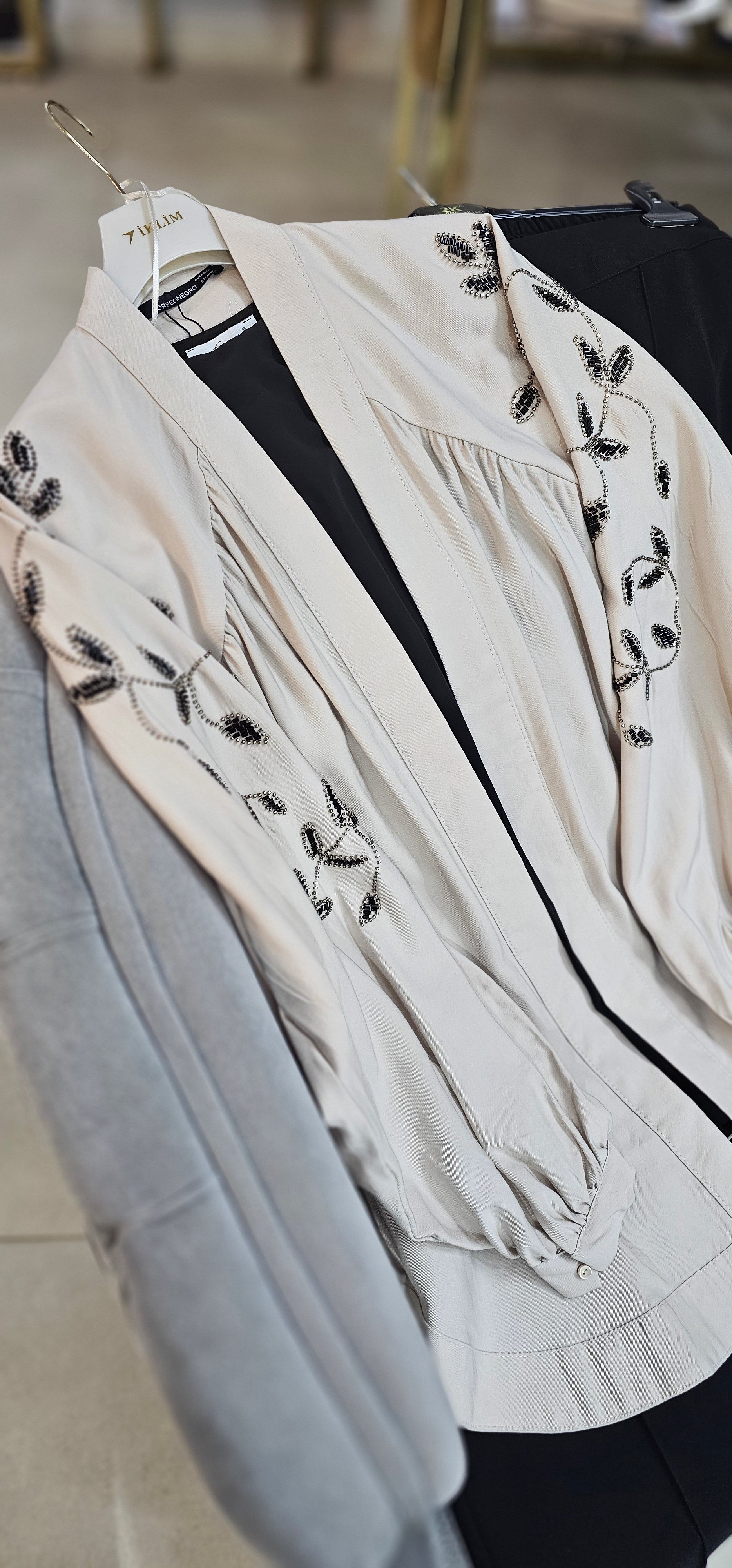İşlemeli Tensel Kimono - Taş