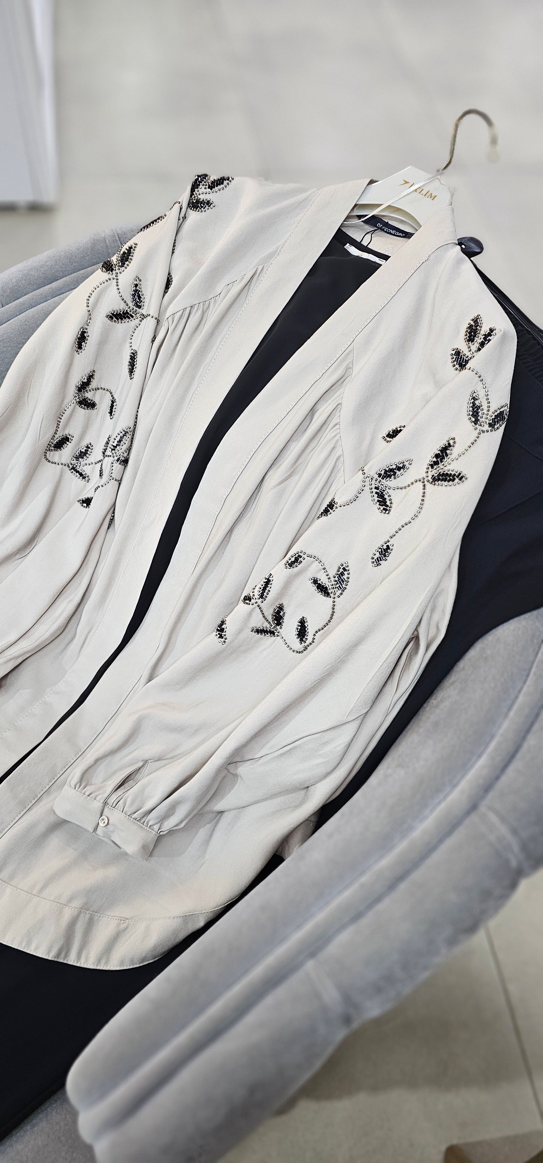 İşlemeli Tensel Kimono - Taş