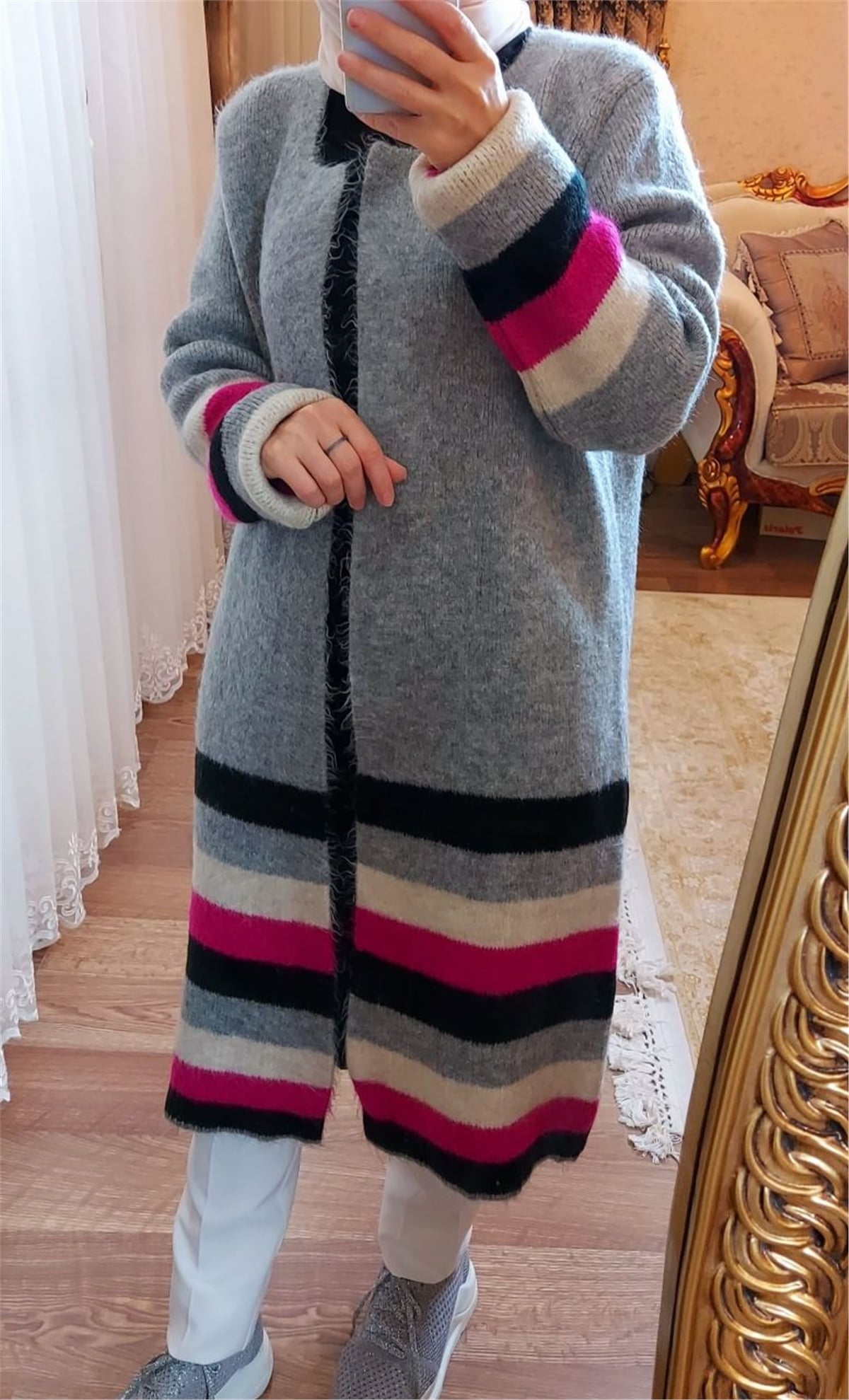 İthal Angora Kaban Hırka Gri