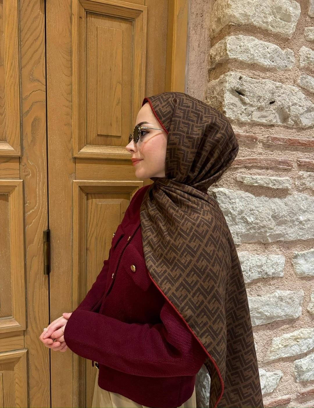 İthal Yün İpek Şal - Kahve