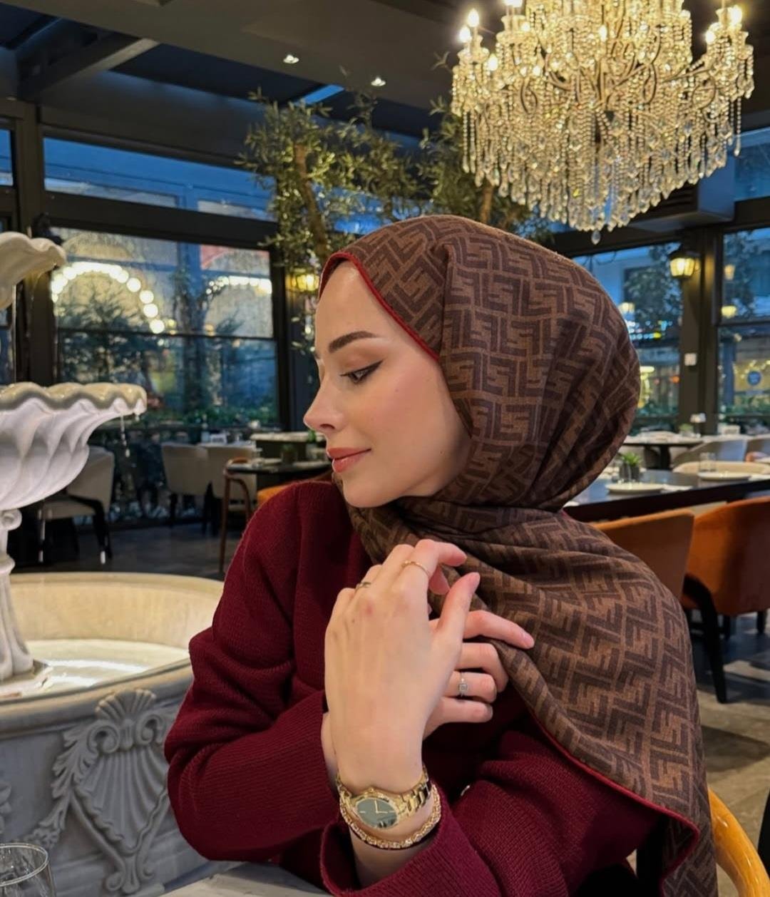 İthal Yün İpek Şal - Kahve