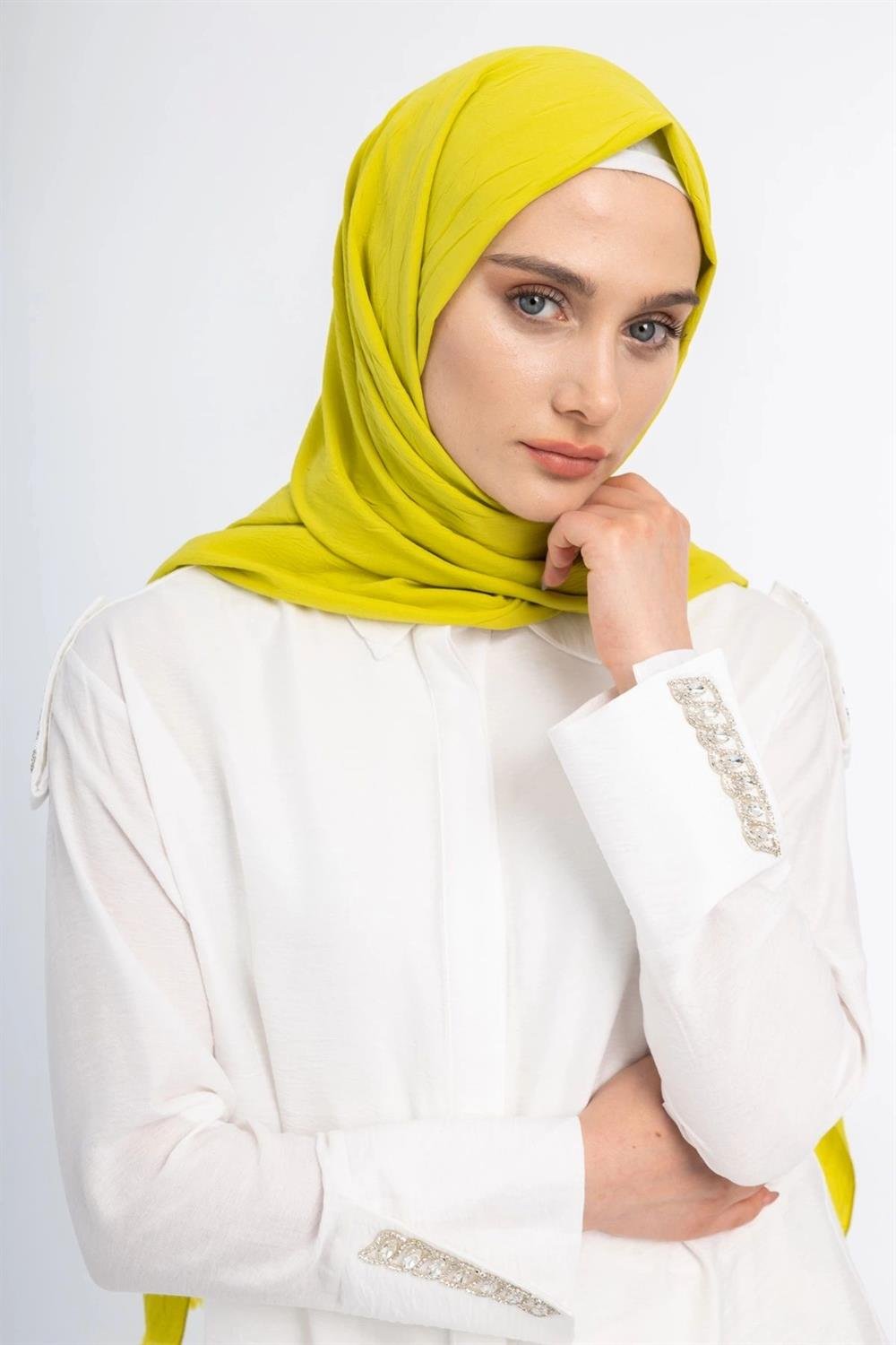 Kolları Taşlı Spor Tunik - Ekru