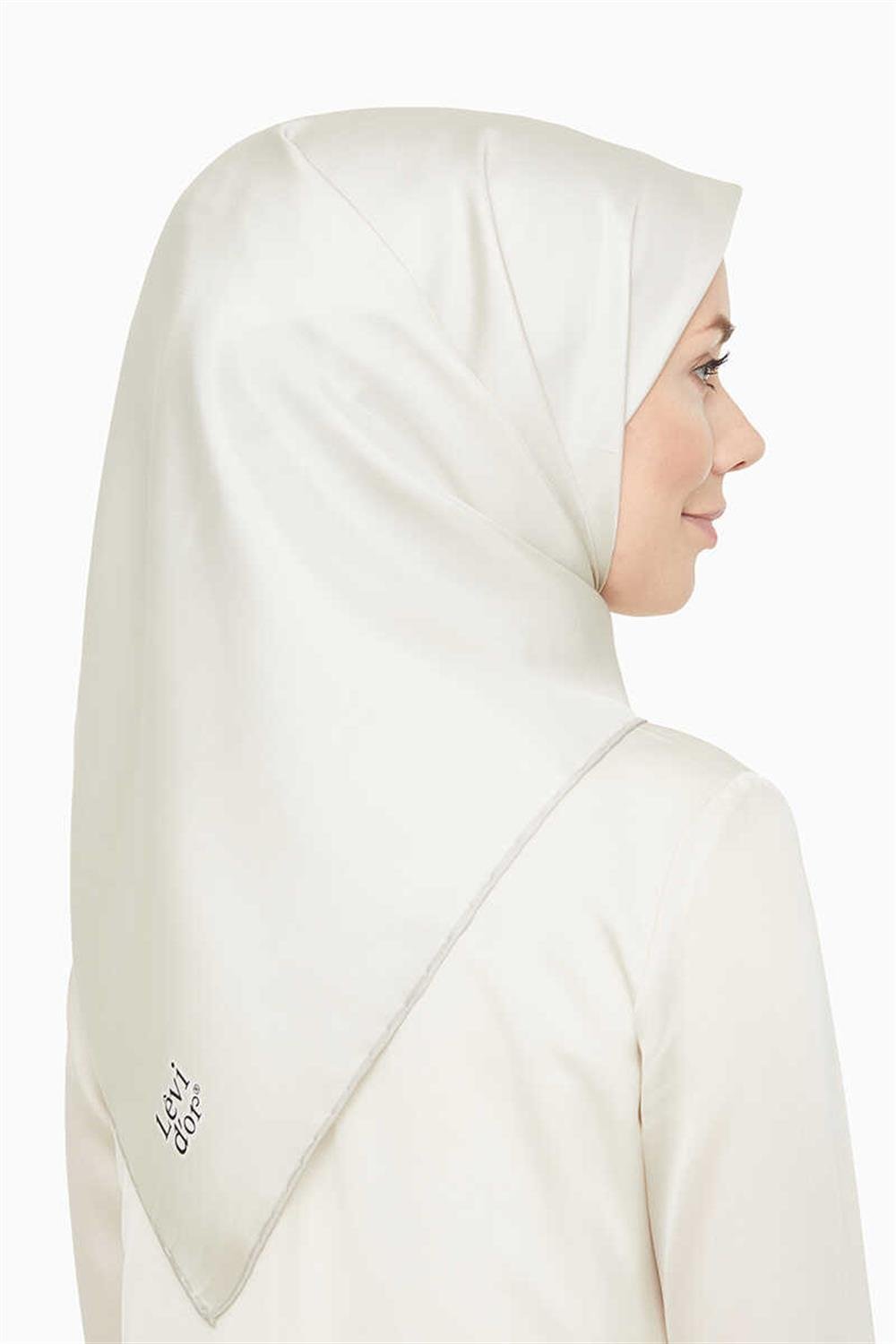 Levidor  Twill Saf İpek Eşarp - Ekru