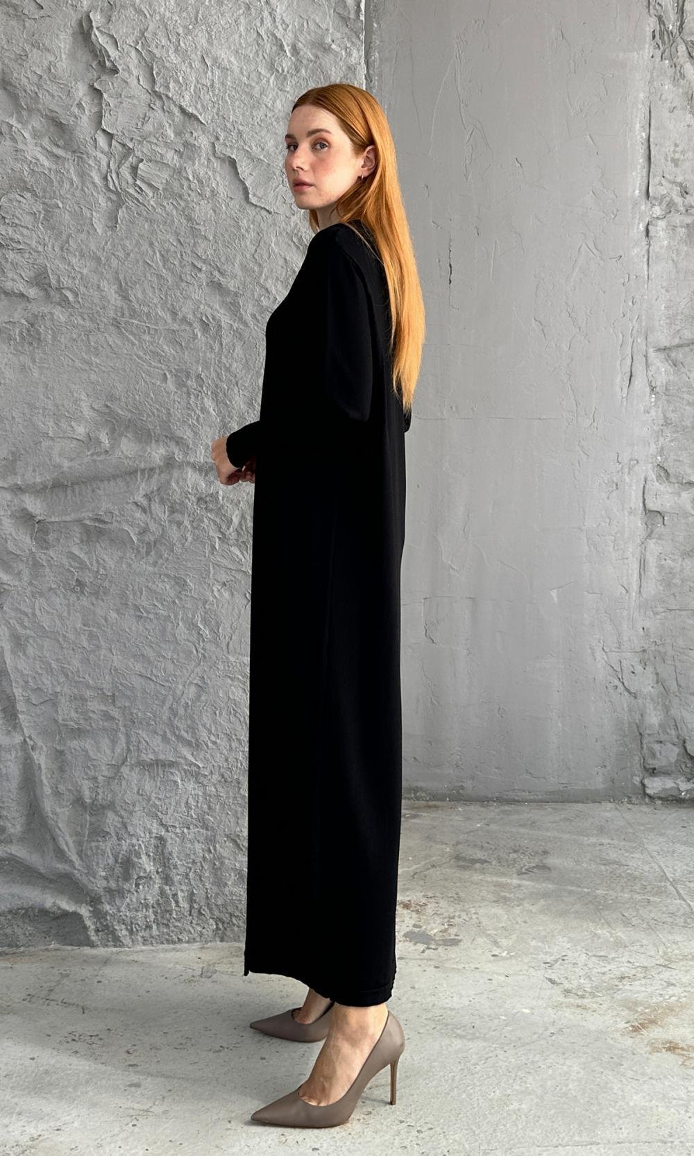 Merserize Elbise - Siyah