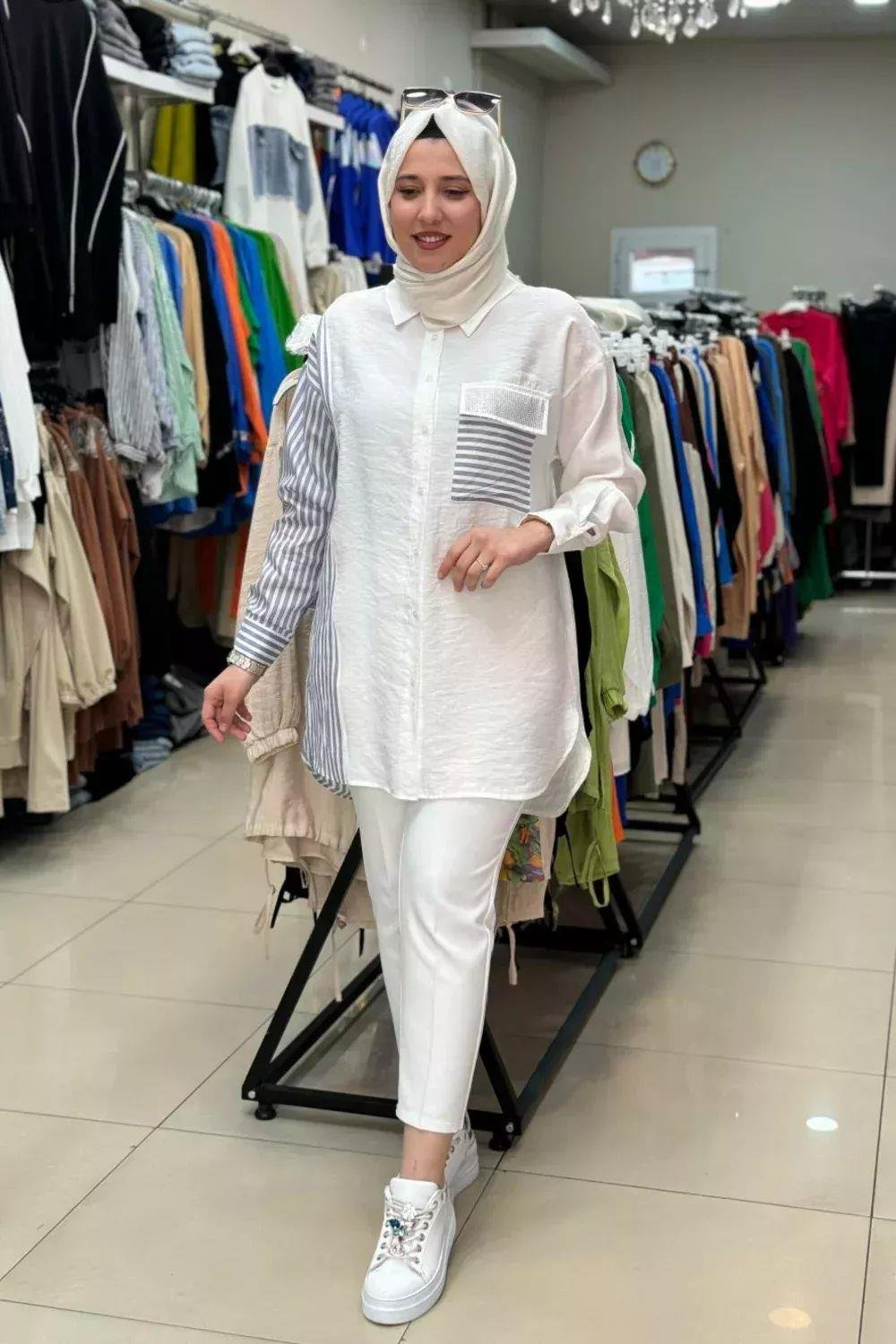 Modal Gömlek Tunik- Gri