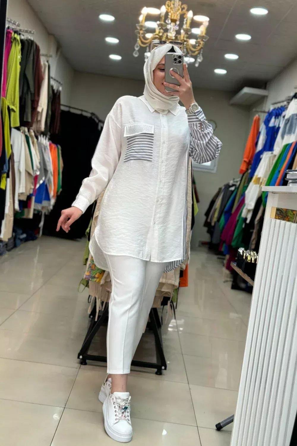 Modal Gömlek Tunik- Gri