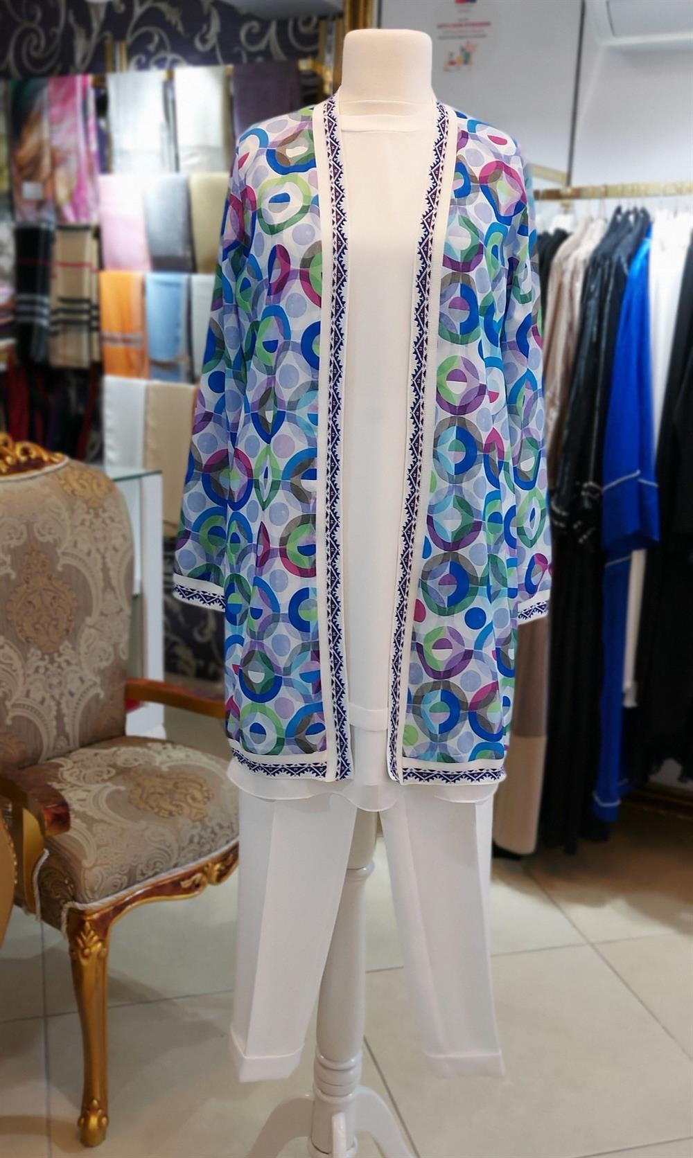 Ribanalı Ceket - Mavi