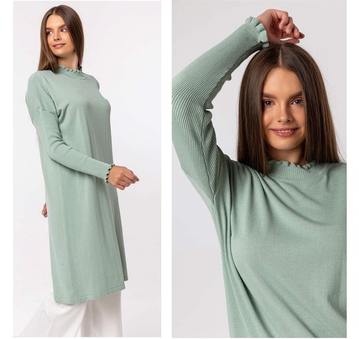 Soğuk İplik Merserize Tunik - Mint