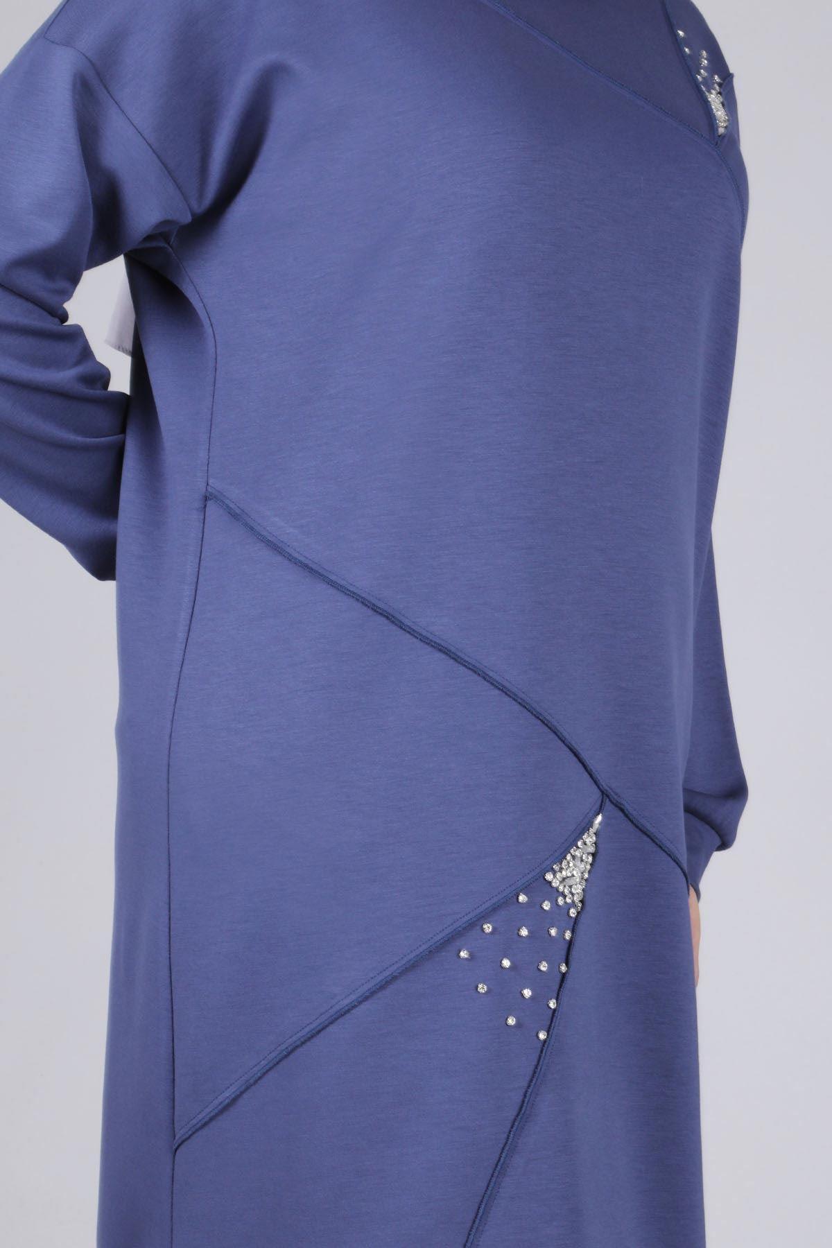 Taş İşlemeli Oysho Tunik - Morcivert