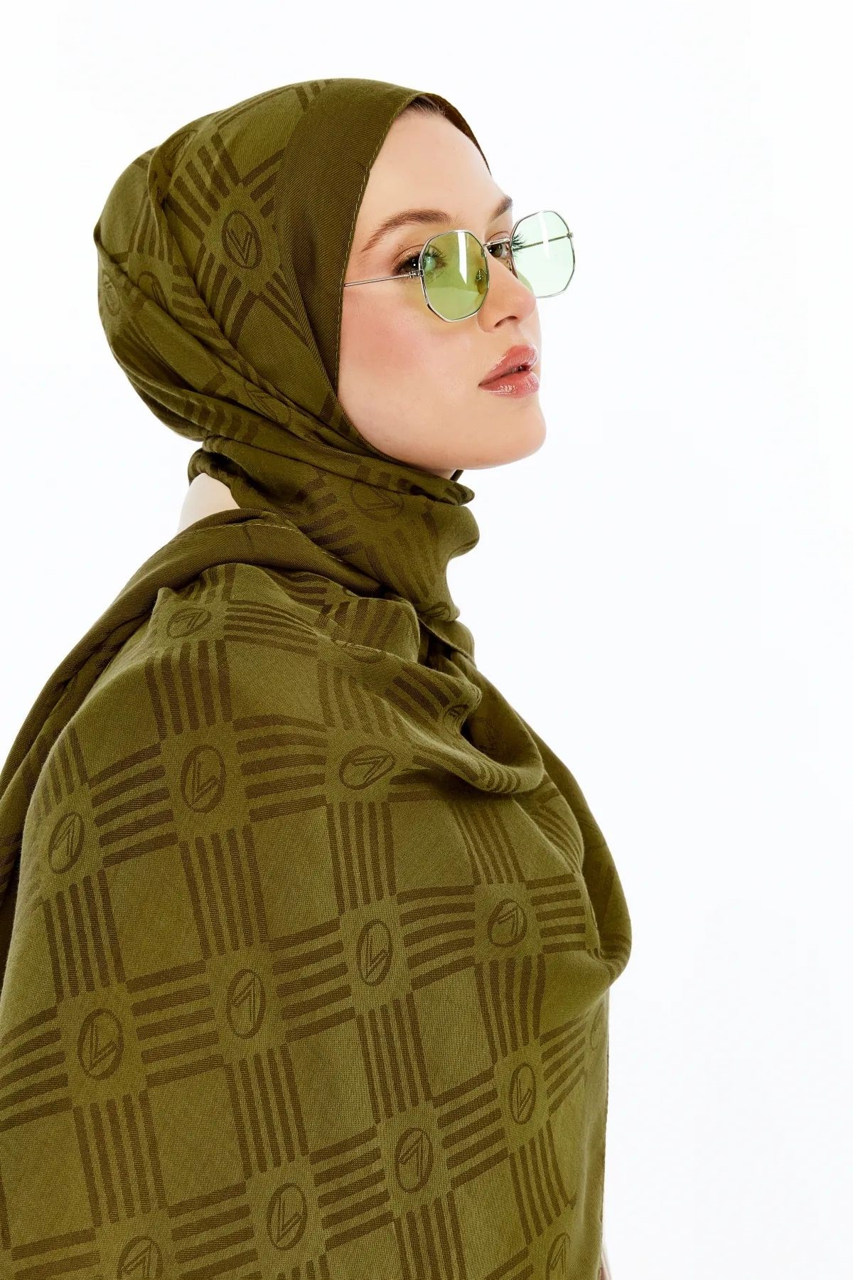 Valentino Kibrit Logo Şal - Yağ Yeşili