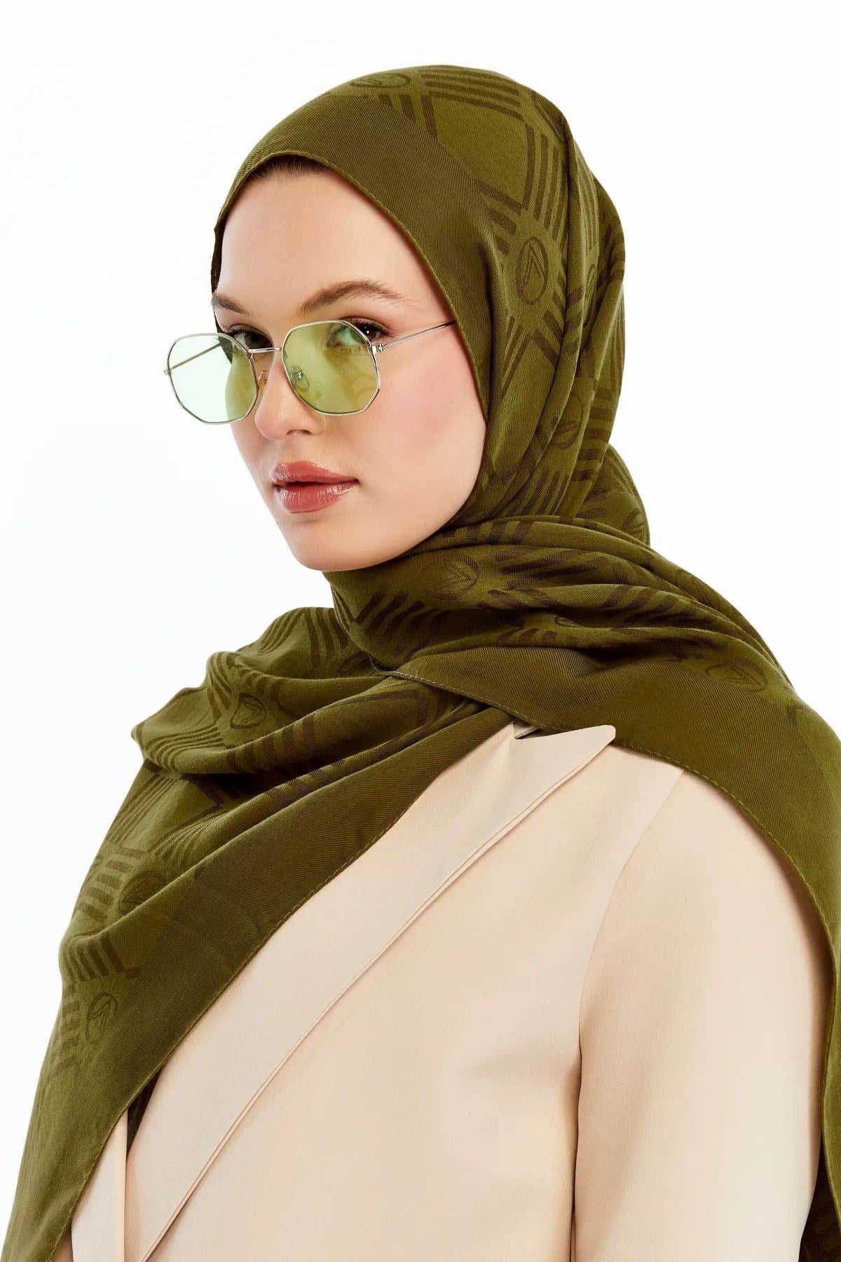 Valentino Kibrit Logo Şal - Yağ Yeşili