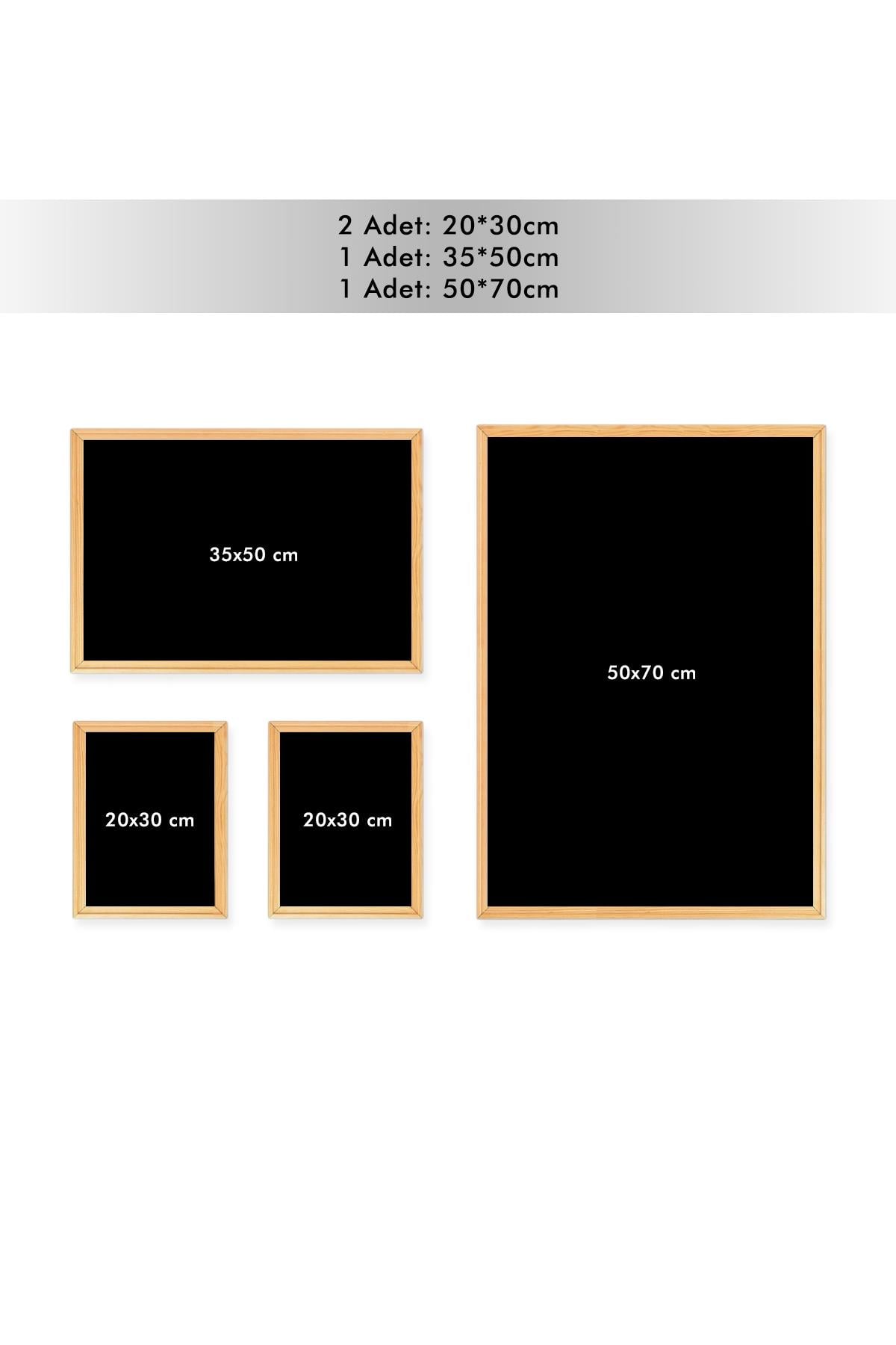 Akdeniz Temalı Ahşap Çerçeveli 4'lü Tablo Seti – PVC Korumalı Dijital Baskı, 50x70cm-Akdeniz