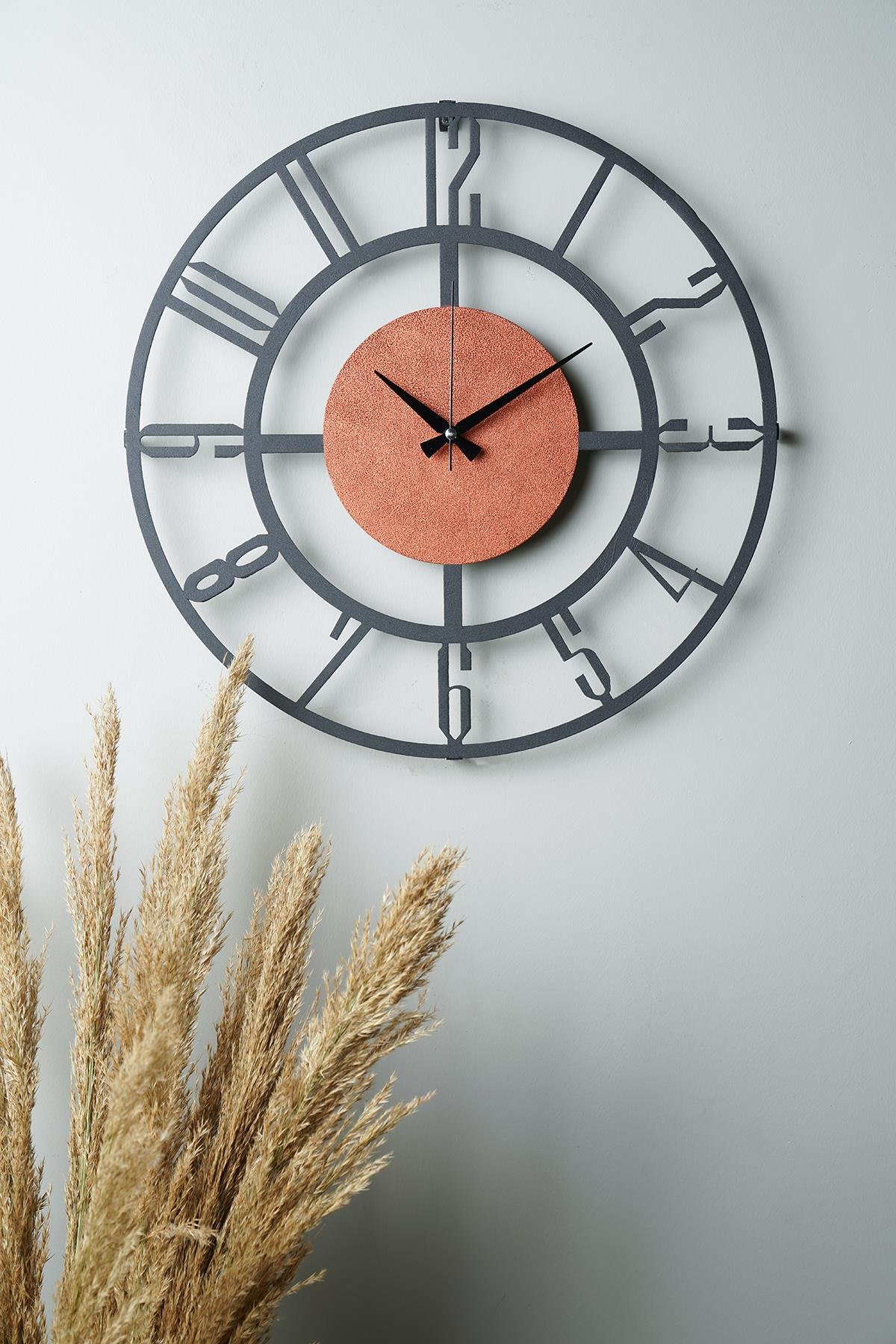 MUYİKA Bunnela Kremit/Siyah Metal Renkli Duvar Saati 50x50cm MDS-50