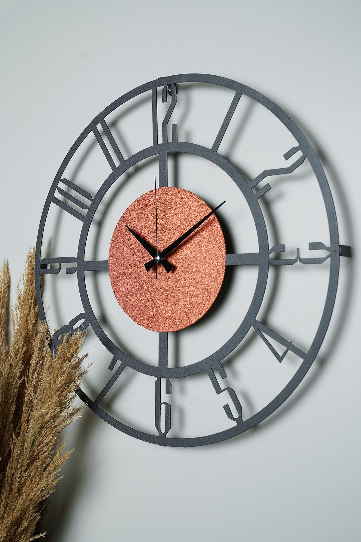 MUYİKA Bunnela Kremit/Siyah Metal Renkli Duvar Saati 50x50cm MDS-50