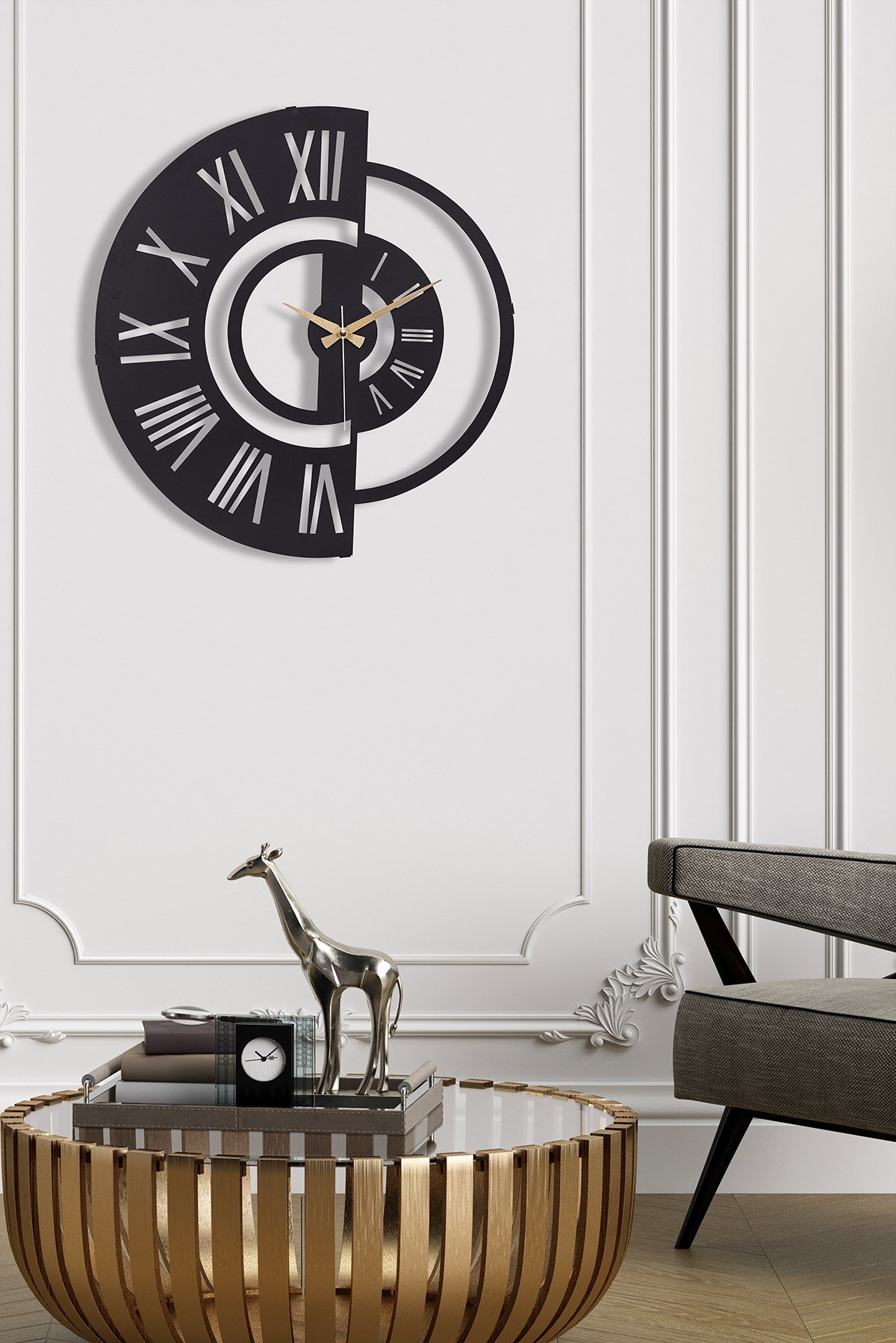 MUYİKA Ruota Metal Siyah Duvar Saati 41x41cm MDS-41