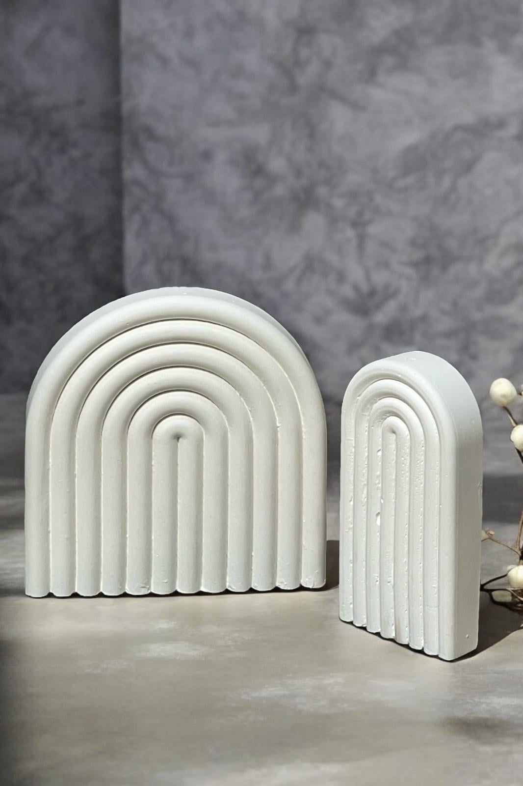 Soyut Dekoratif Obje Modern Minimalist Ev Aksesuarı Biblo , Ev ve Ofis İçin Şık Tasarım - 2'li Bohem Beyaz