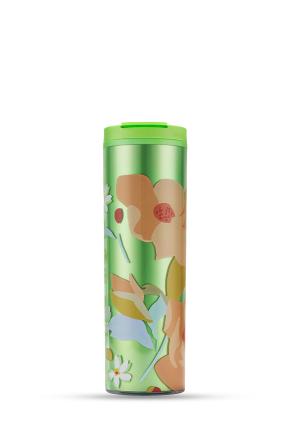 Starbucks® Yeşil Çiçekli Plastik Termos - 473ml - 11164057