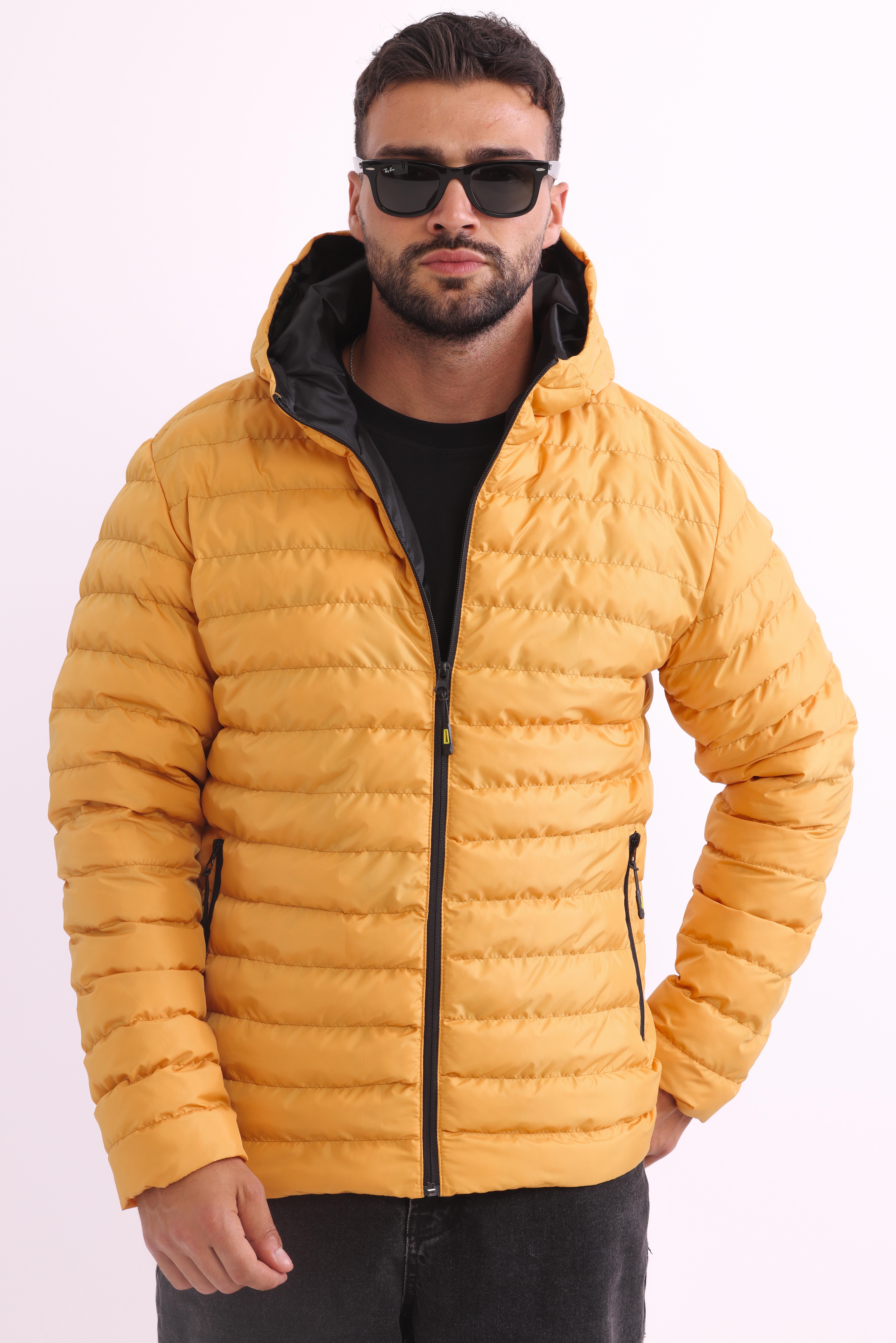 River Club Erkek Rüzgar Geçirmez Kapüşonlu Taşınabilir Çantalı Elyaf Dolgulu Hafif Spor Mont TRM-101
